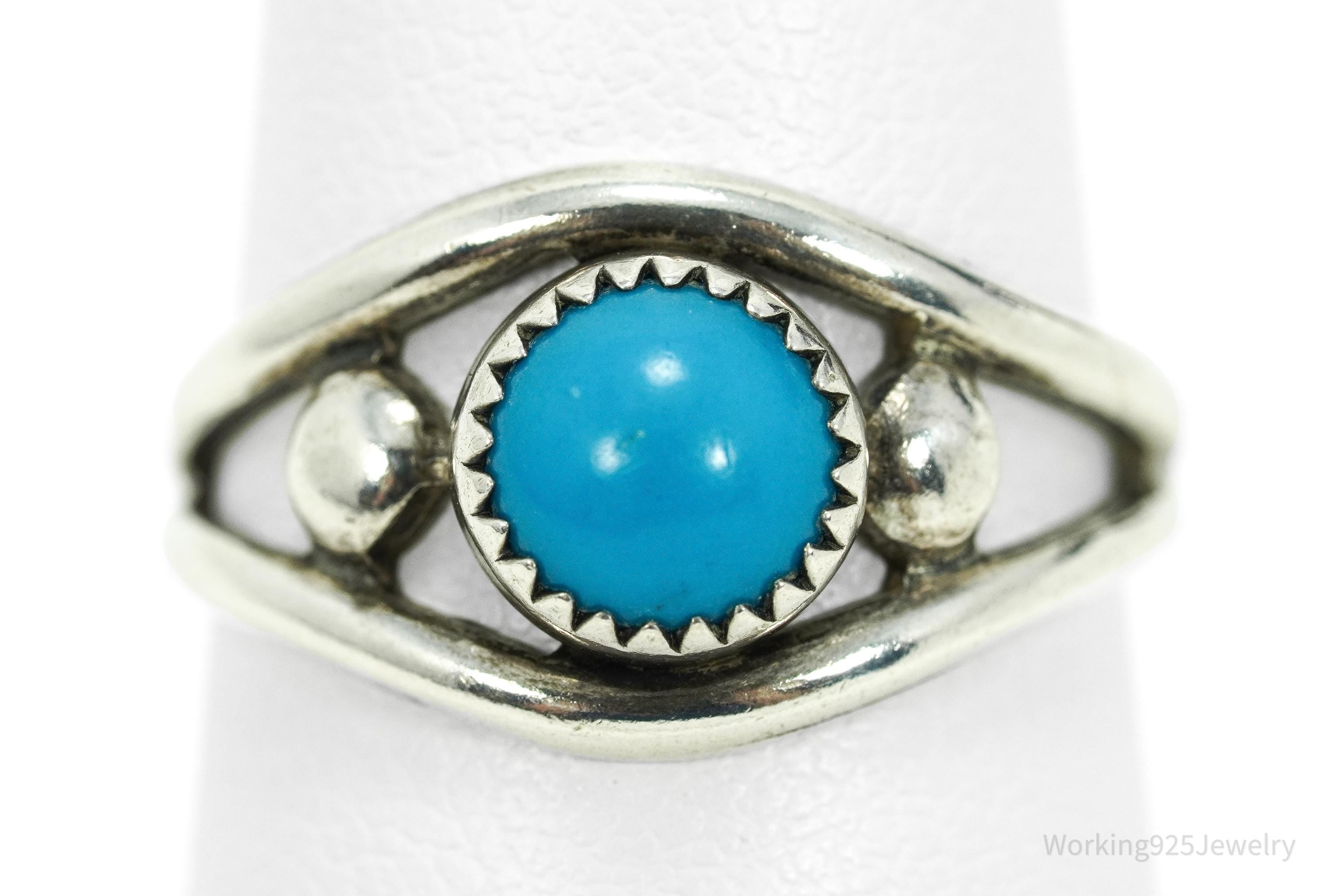 Vintage Native Bell Trading Post Turquoise Sterling Silver Ring - Size 6.5