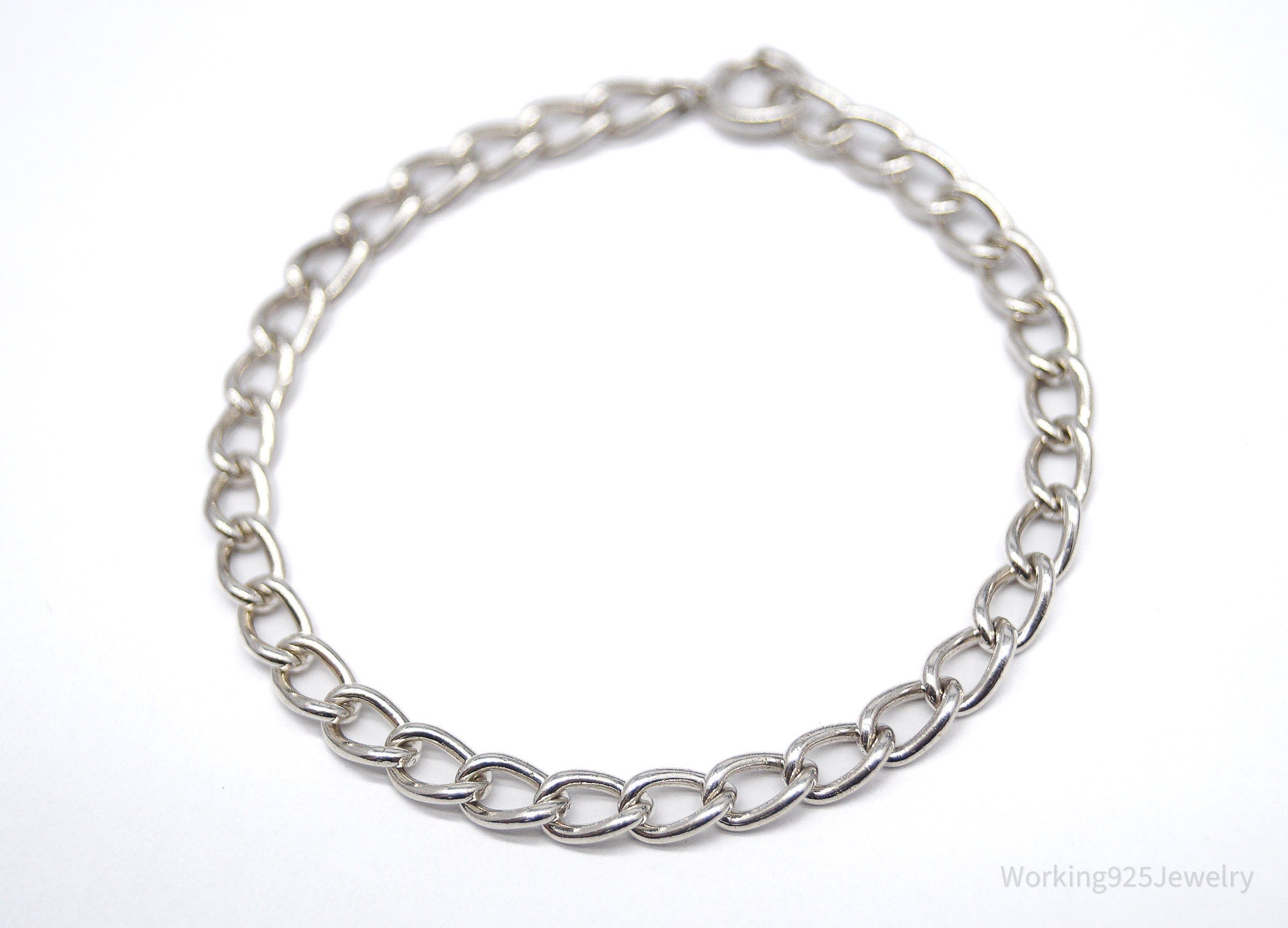Antique Silver Chain Link Bracelet 7 1/8"