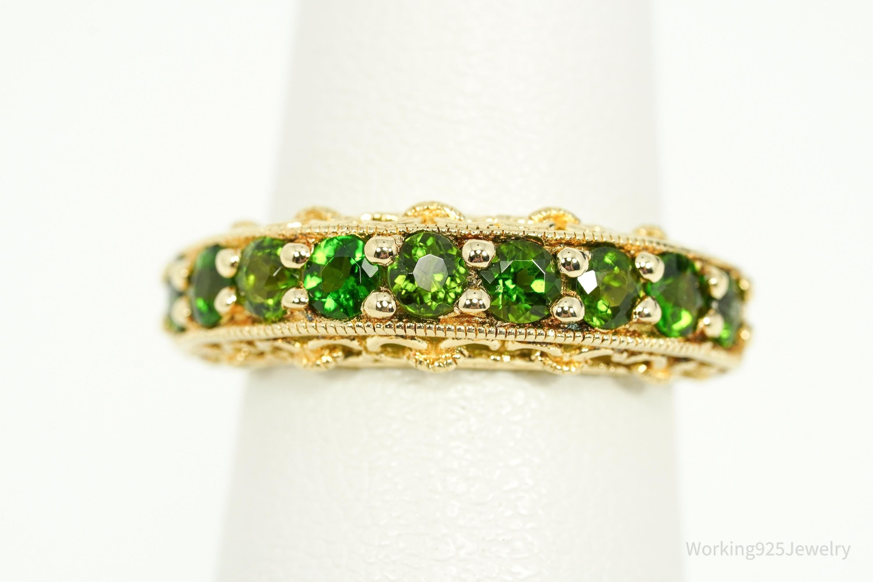 Pinctore Green Chrome Diopside Gold Over Sterling Silver Ring - Size 5