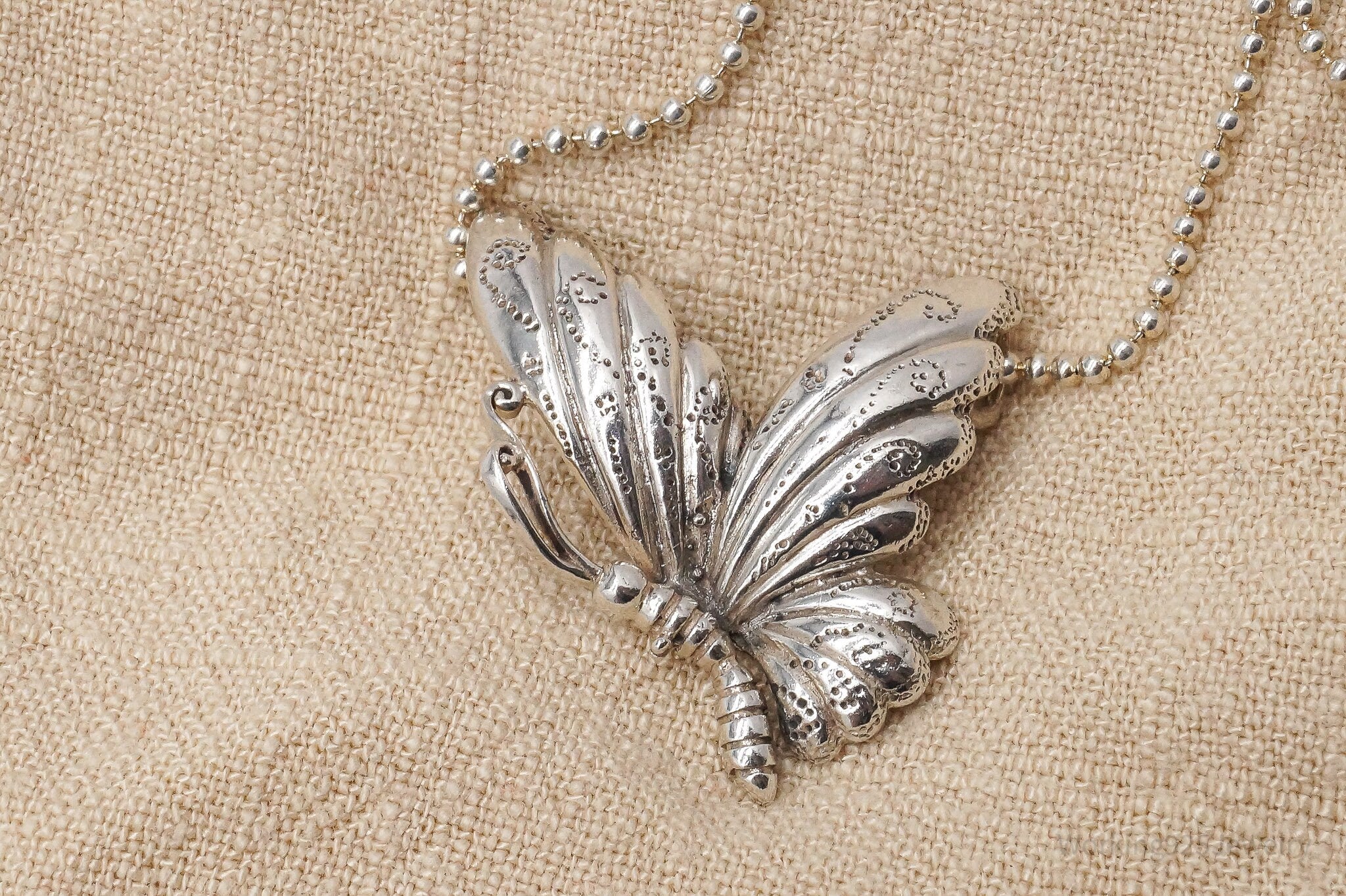 Vintage Butterfly Sterling Silver Necklace 24"