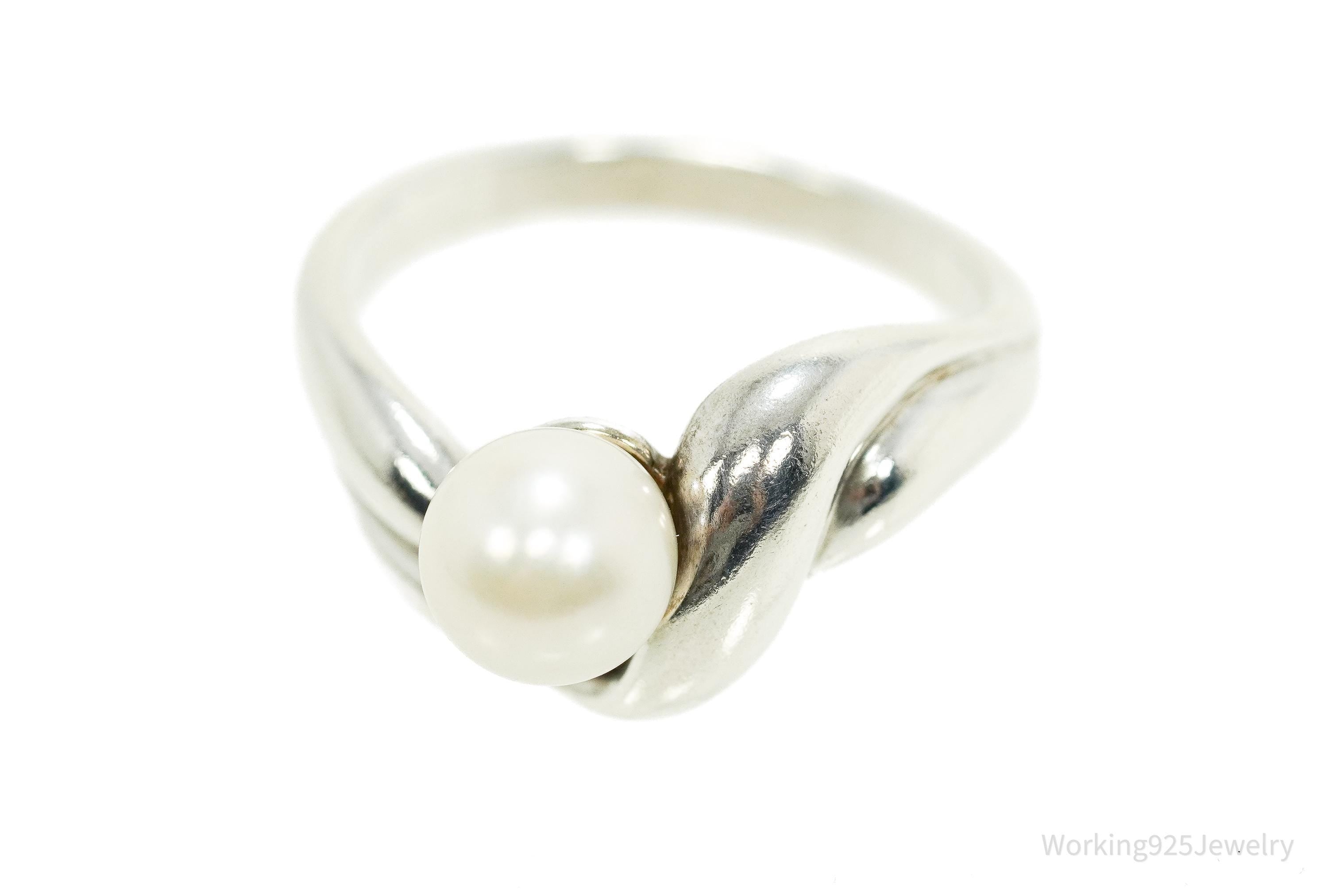 Vintage White Pearl Sterling Silver Ring - Size 9