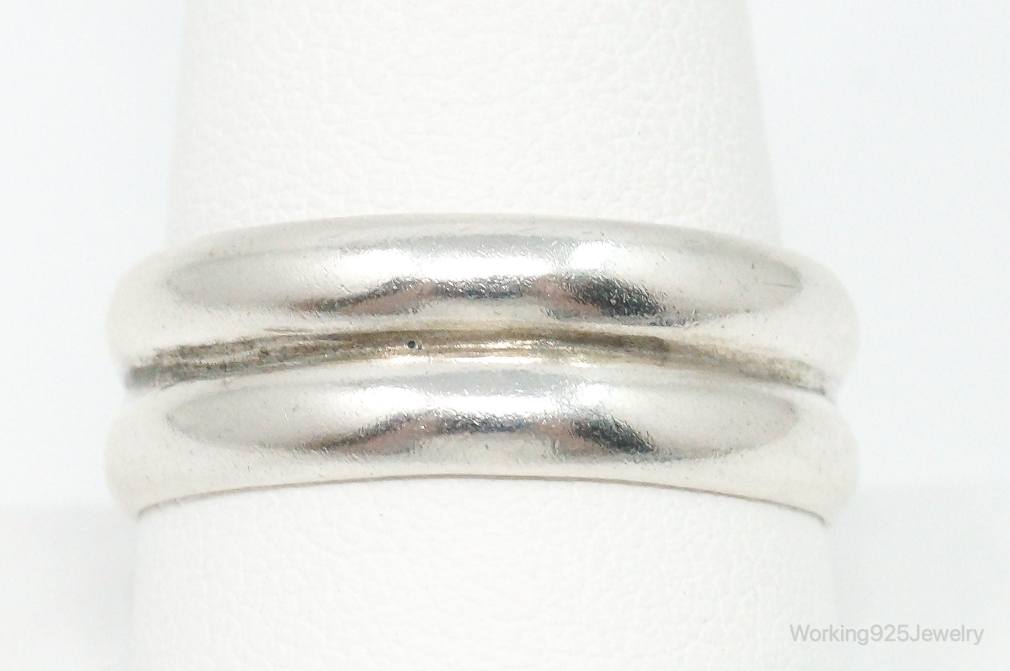 Vintage Sterling Silver Double Band Wide Ring Size 11