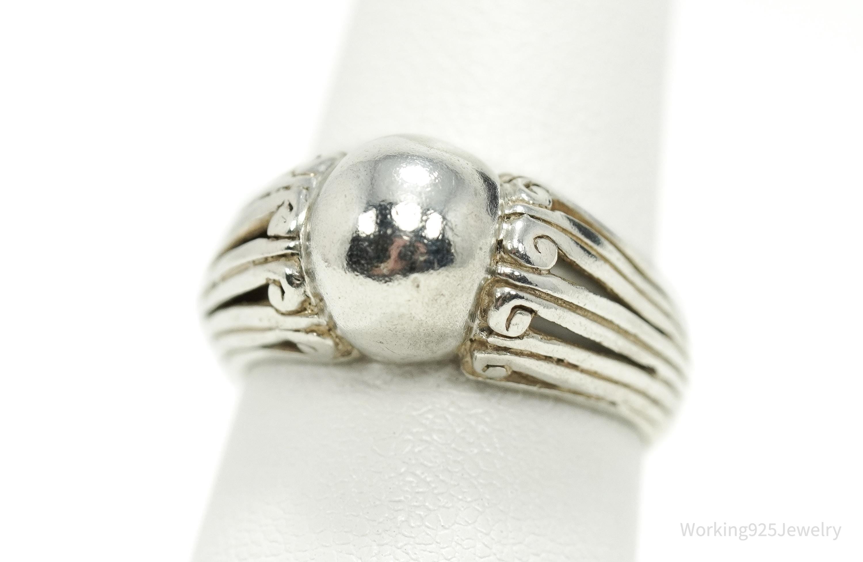 Vintage Art Deco Style Sterling Silver Ring - Size 6.25