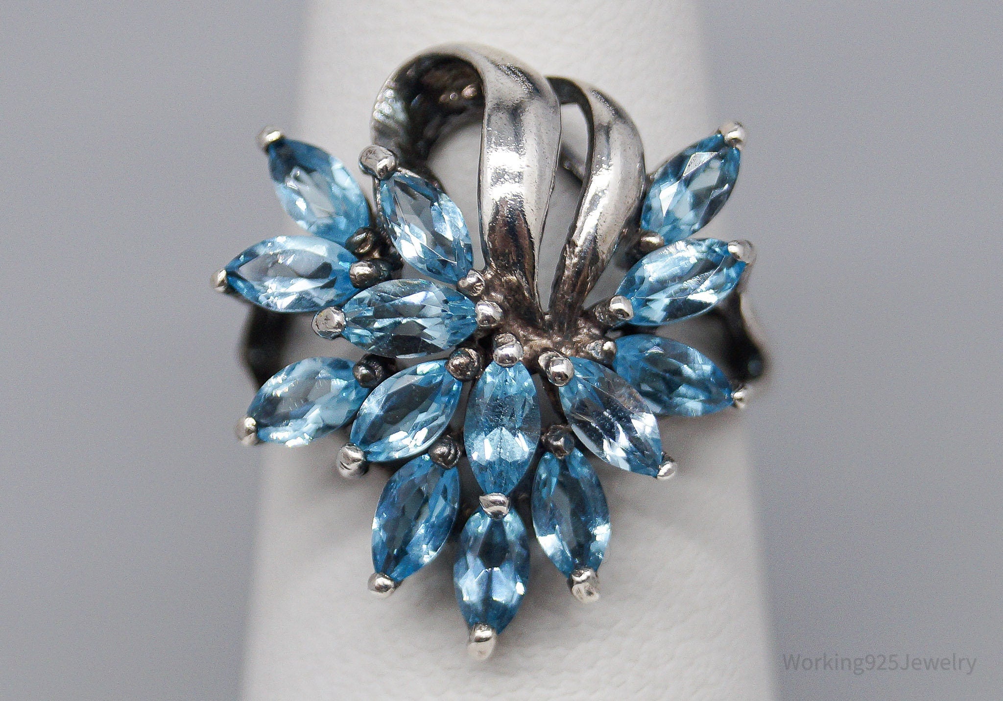 Vintage Blue Topaz Sterling Silver Ring - Size 6.25