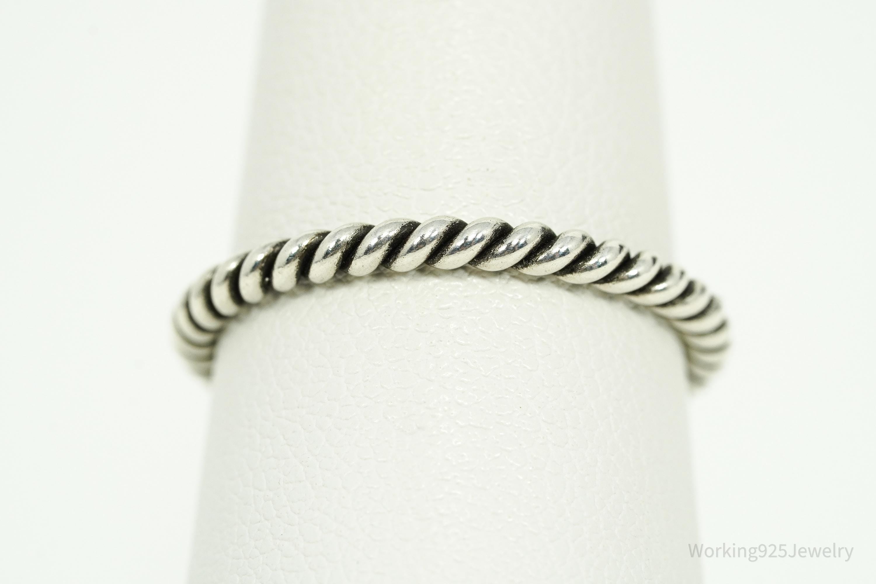 Vintage Southwestern Rope Twist Silver Ring - Size 8.25