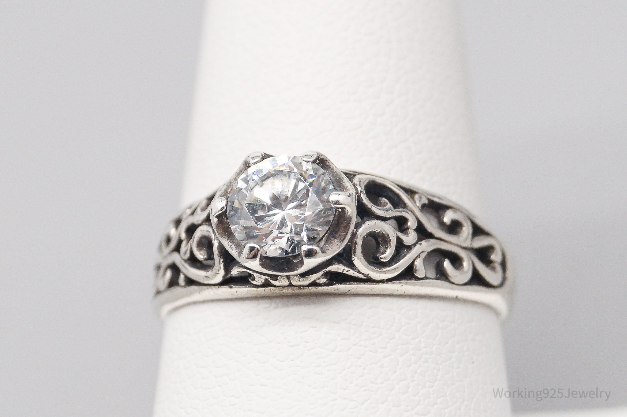 Vintage Designer Kabana Cubic Zirconia Sterling Silver Ring - Size 9