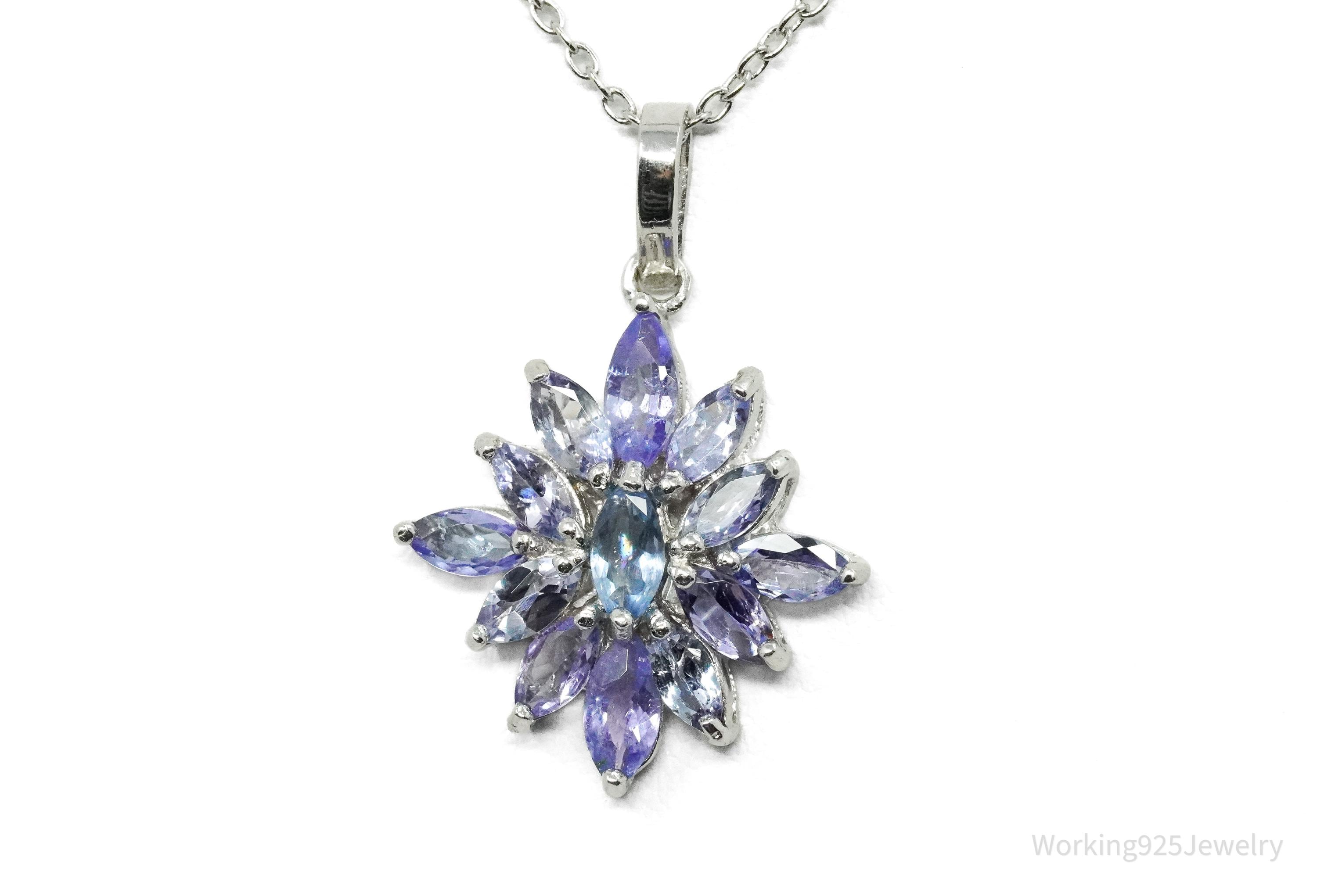 STAUER Tanzanite Sunburst Sterling Silver Necklace 20"
