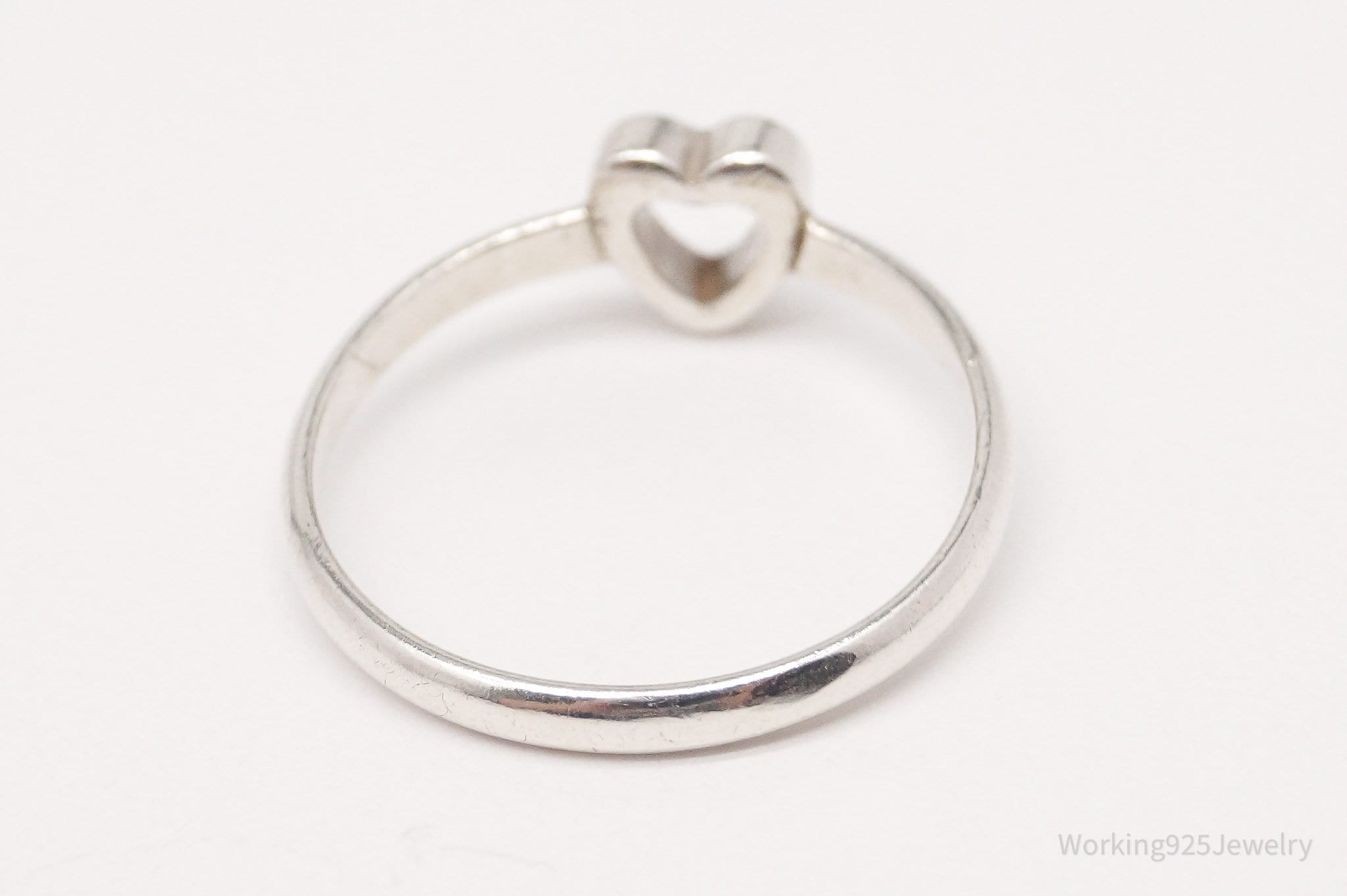 Vintage Designer BEAU Open Heart Sterling Silver Ring - Size 5.25