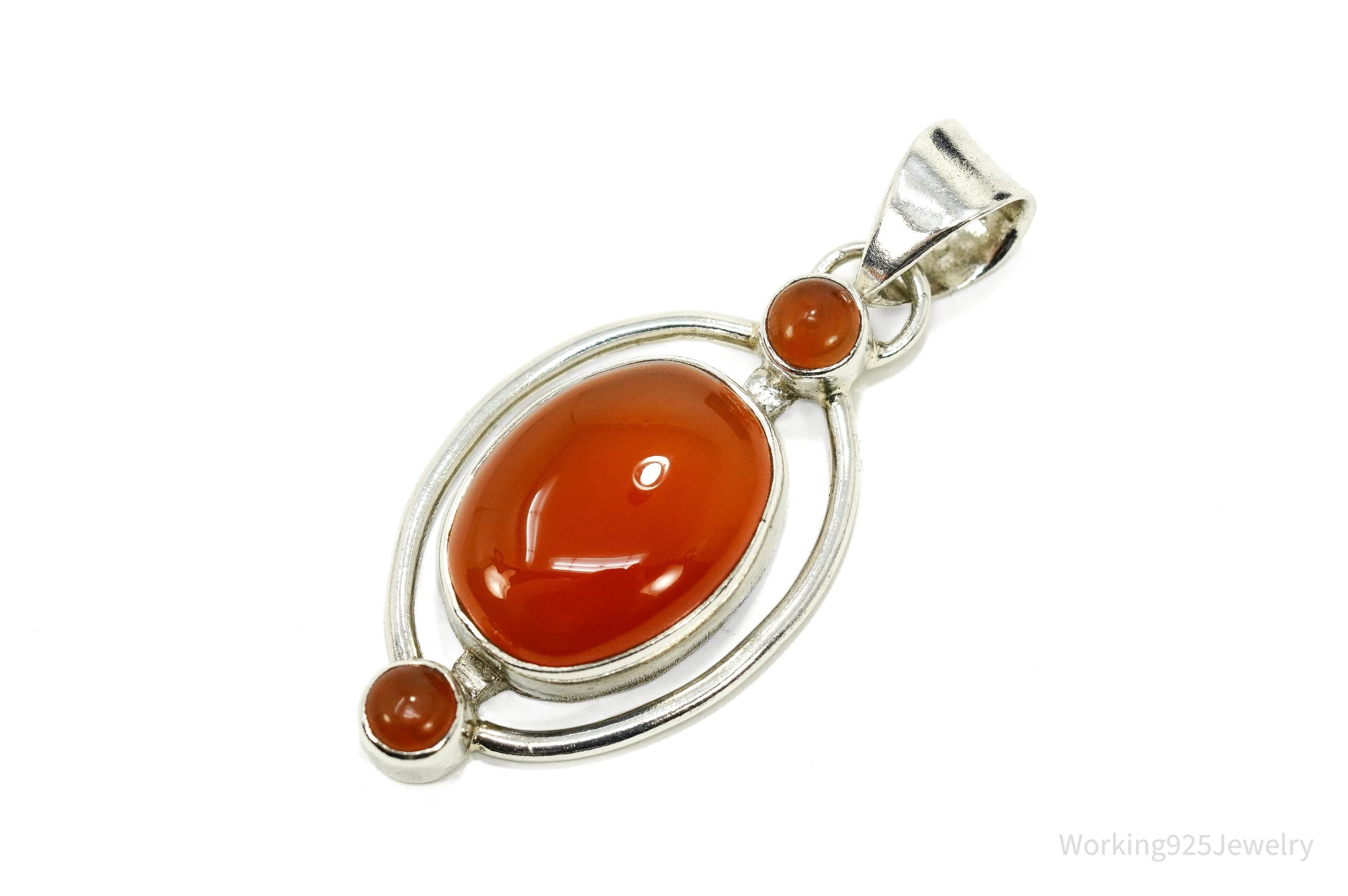 Vintage Carnelian Sterling Silver Necklace Pendant