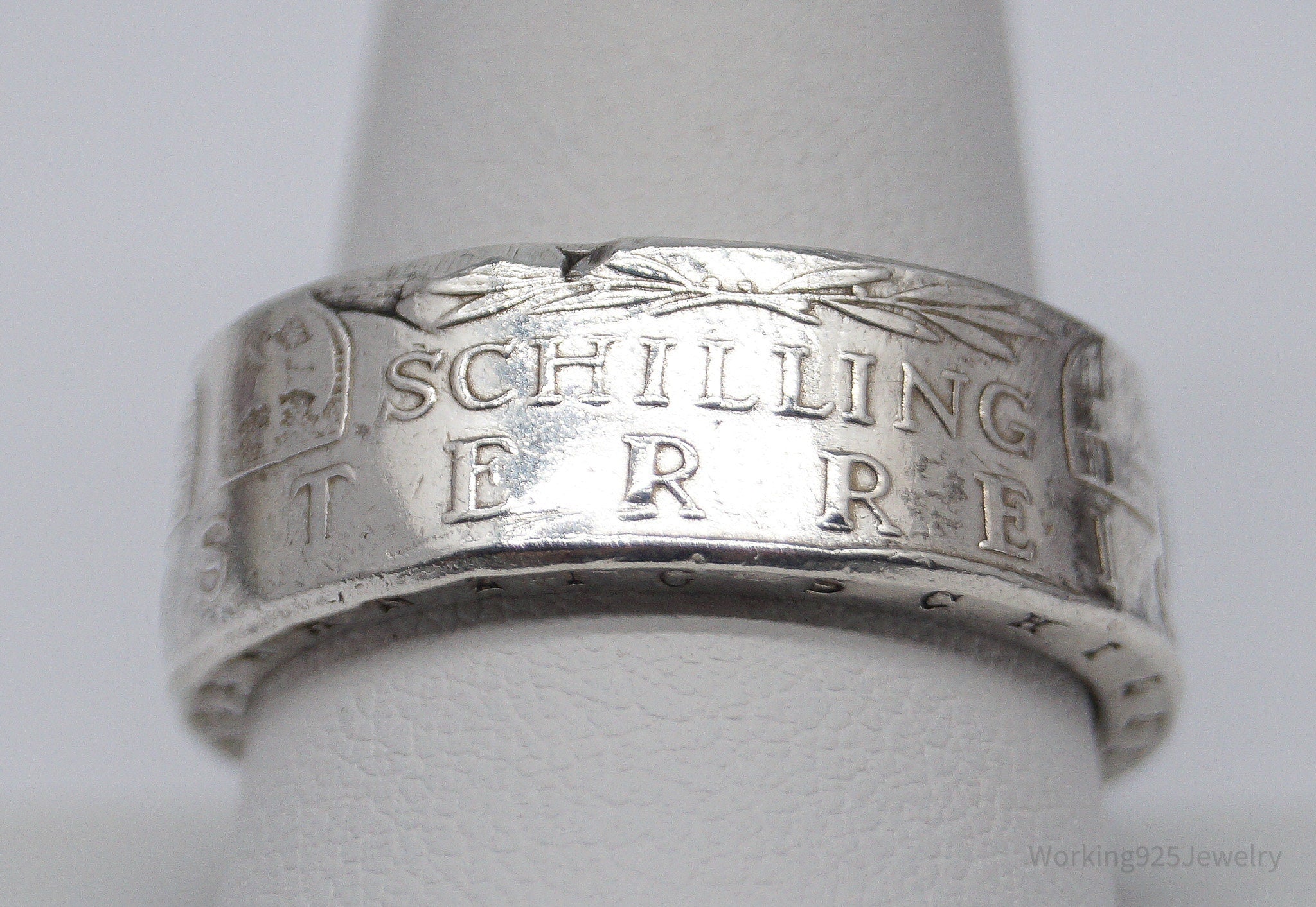 Vintage 1958 Austria Schilling Silver Coin Ring - Size 11.5