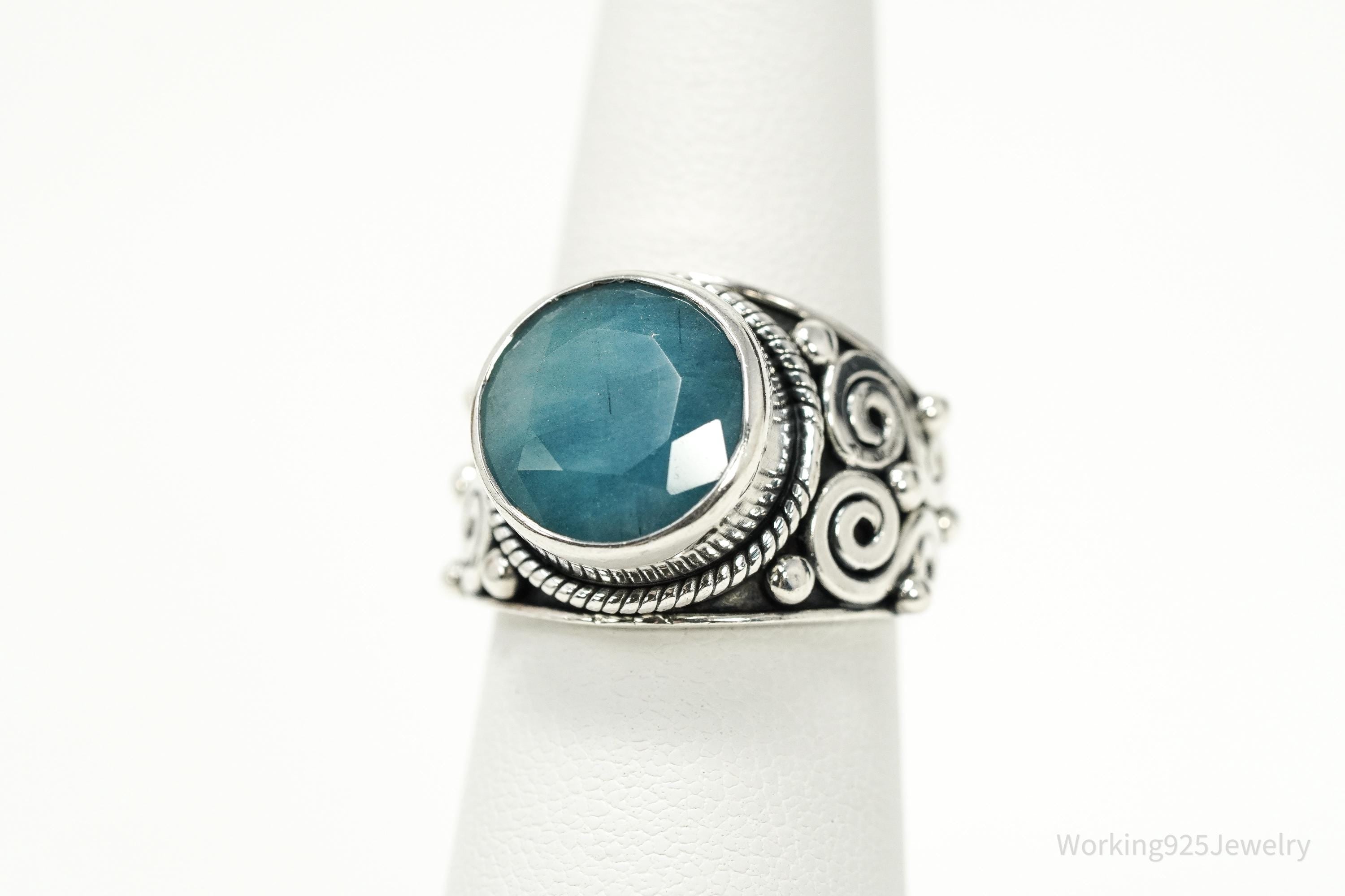 Vintage Samuel J Benham BJC Aquamarine Sterling Silver Ring - Size 6.25