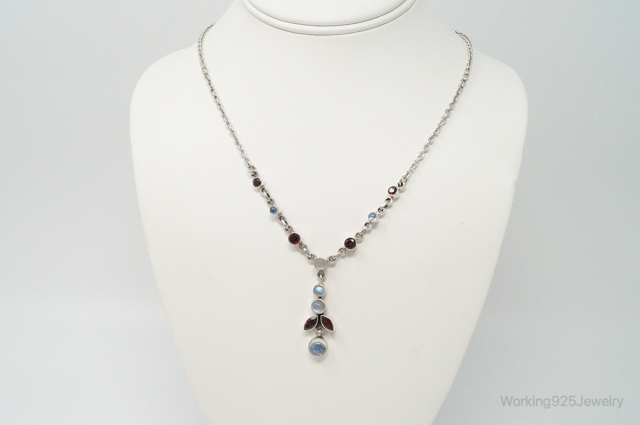 Designer Nicky Butler Moonstone Garnet Sterling Silver Necklace