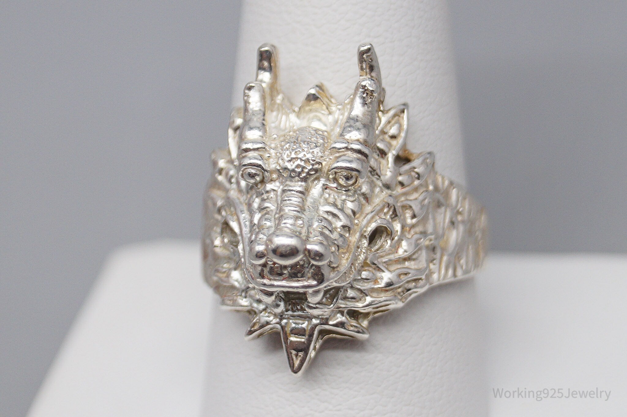 Vintage Dragon Head 999 Silver Ring - Size 10