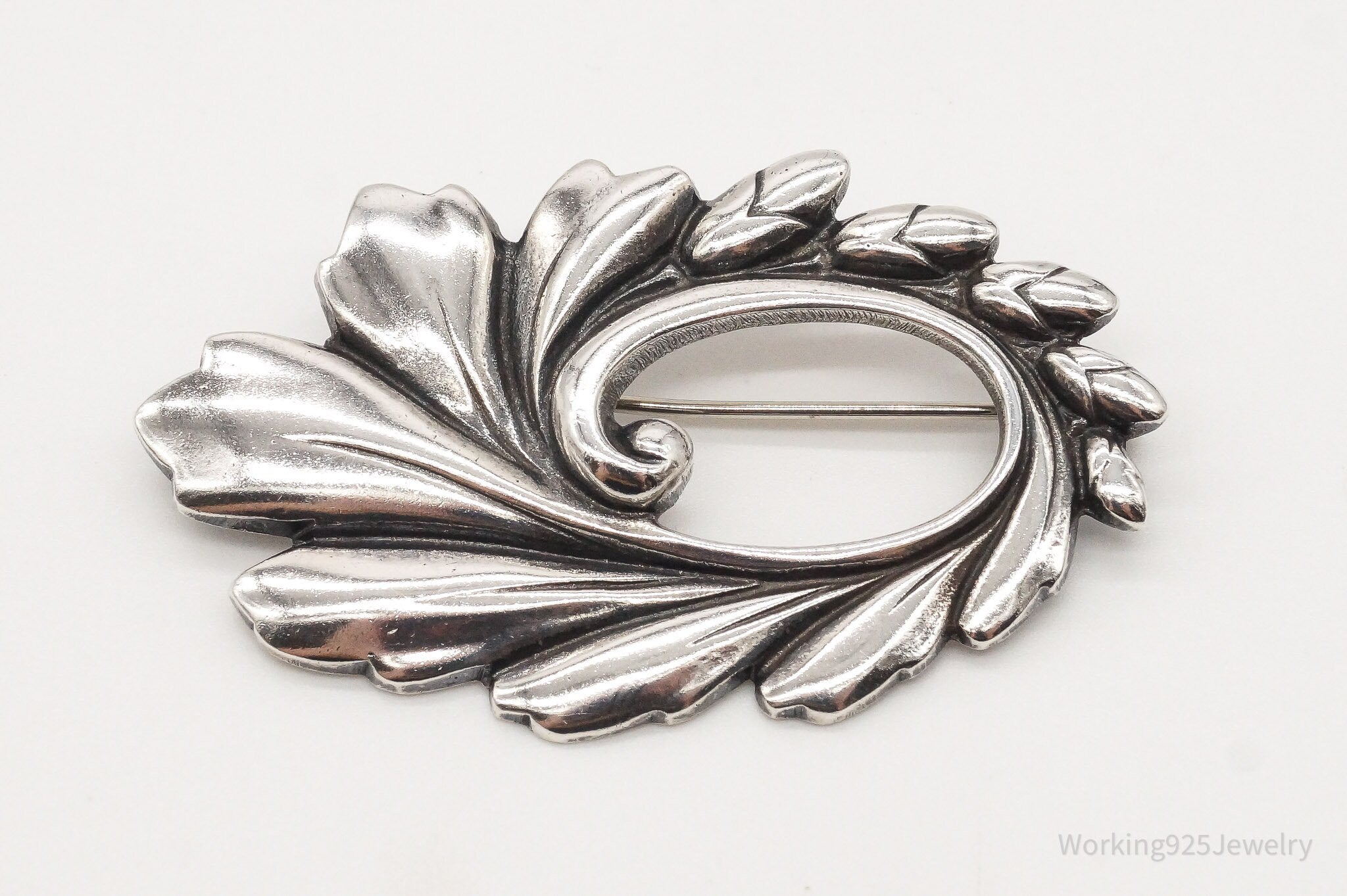 Large Vintage Modernist Viking Craft Sterling Silver Pin Brooch