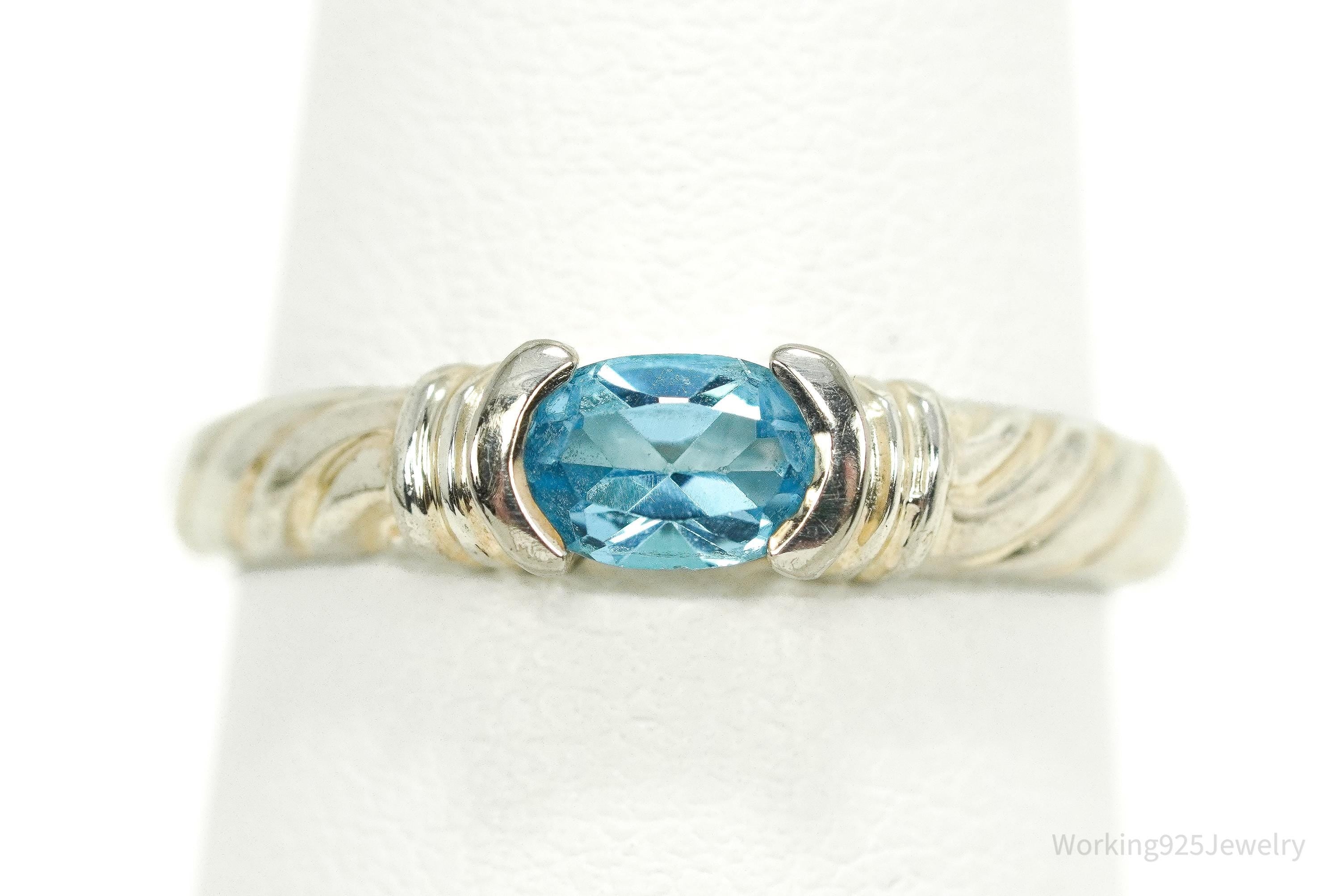 Vintage Blue Topaz Sterling Silver Ring - Size 7.25