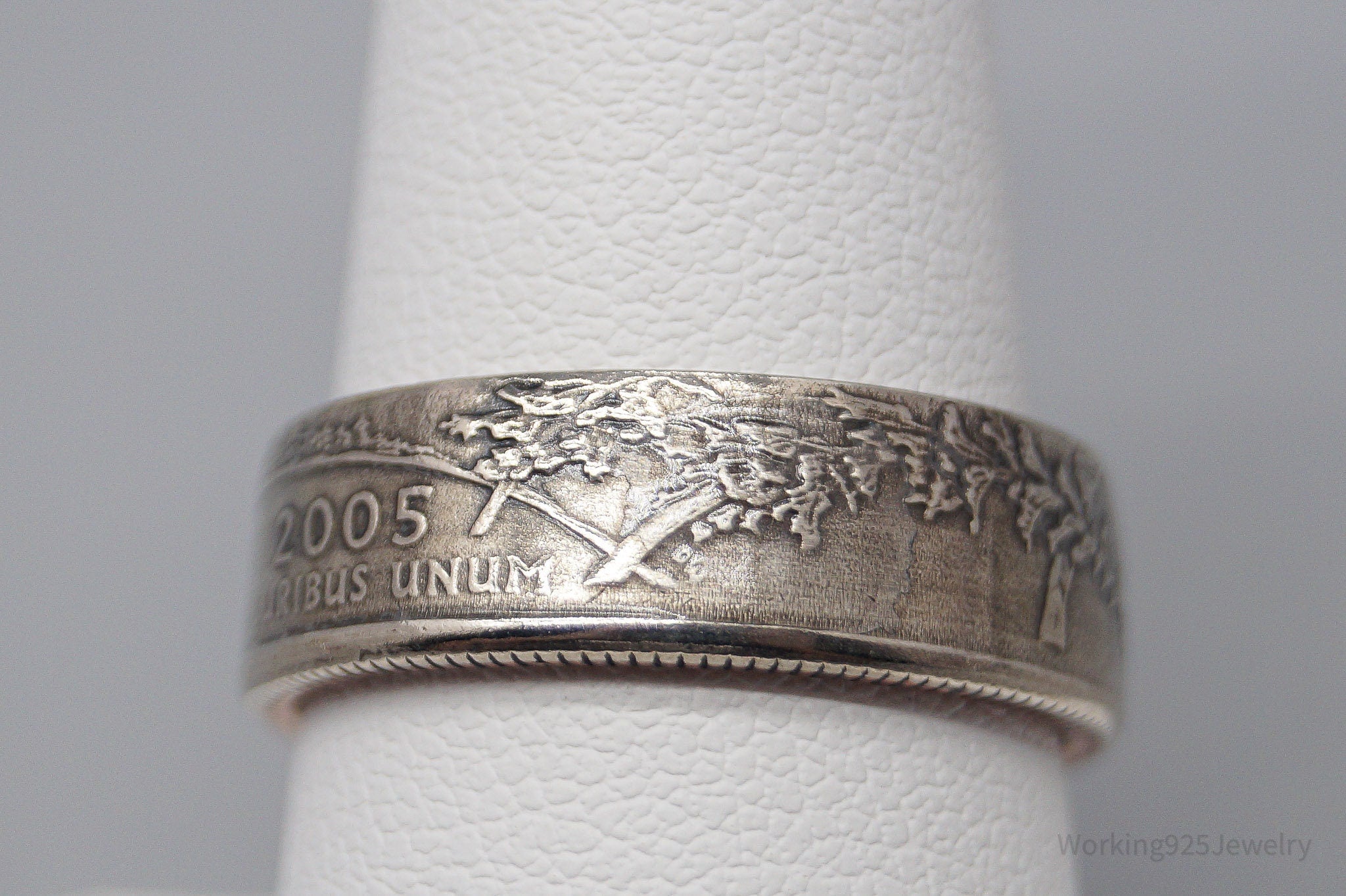 Vintage 2005 Oregon State Quarter Silver Coin Ring - Size 8.5