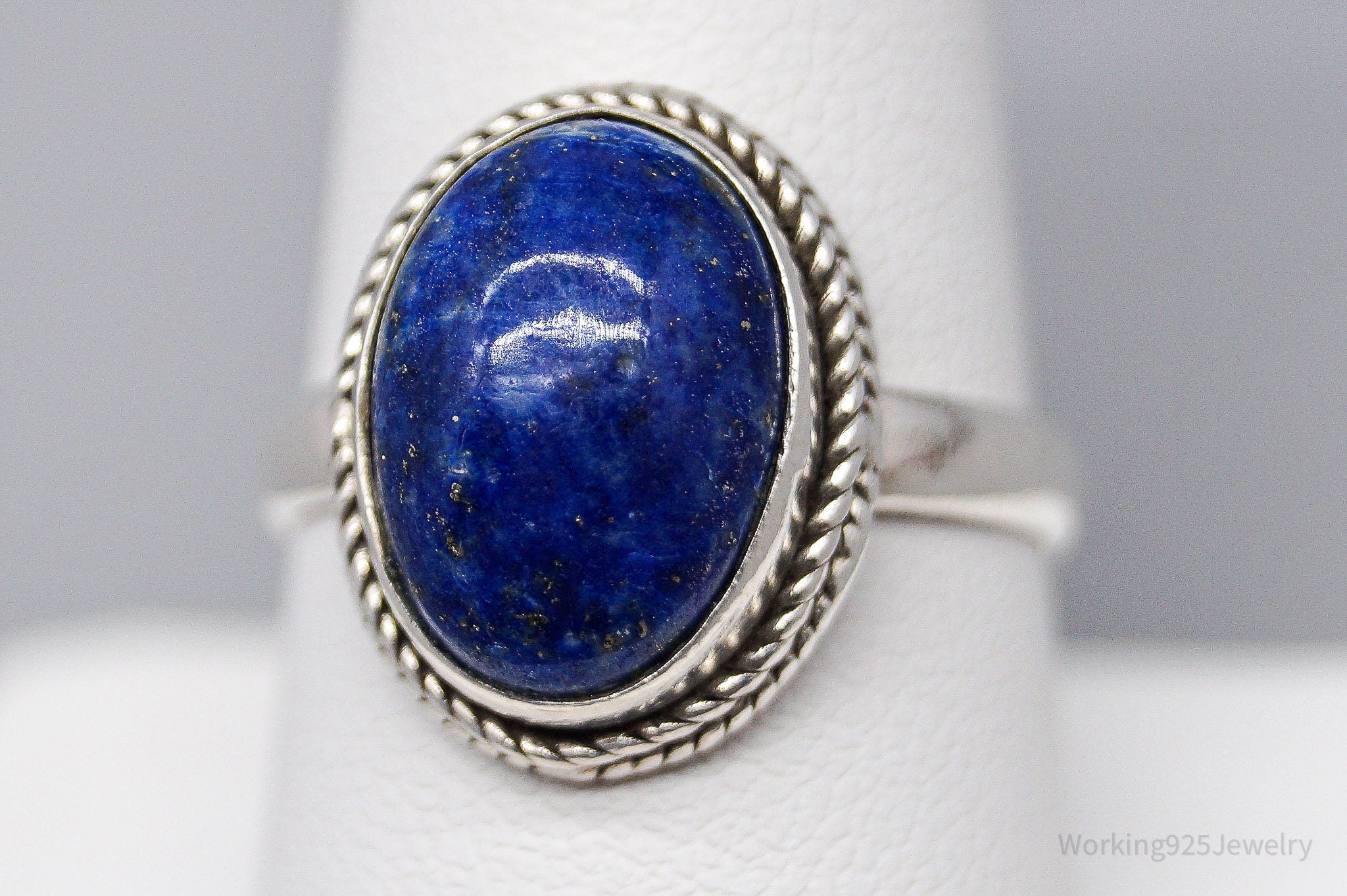 Vintage Lapis Lazuli Sterling Silver Ring - Size 9