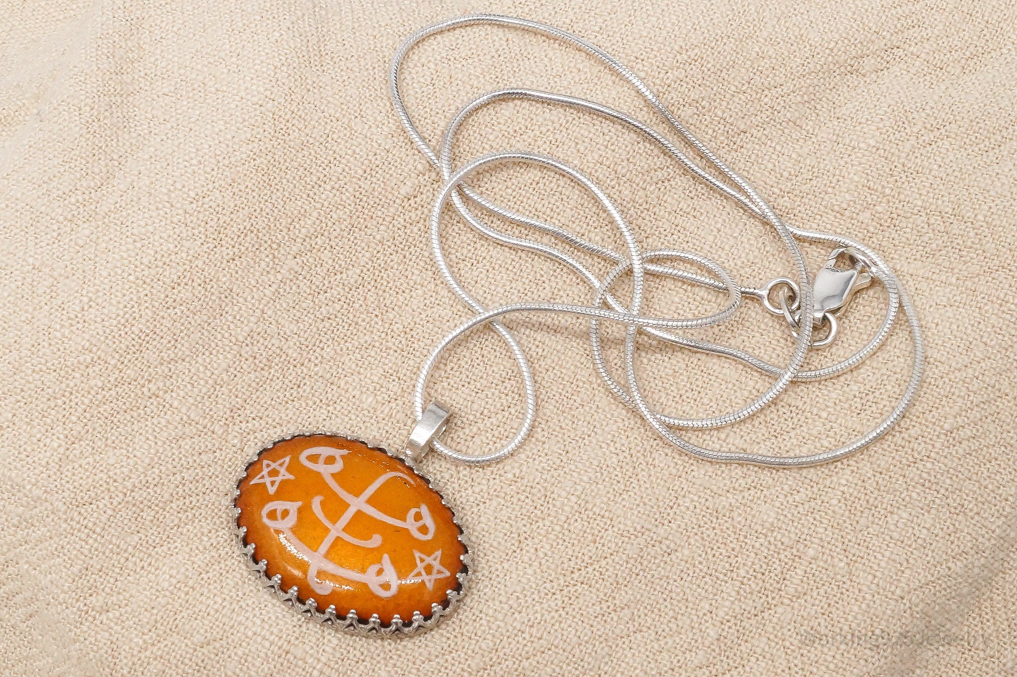 Vintage Glass Sterling Silver Necklace 20"