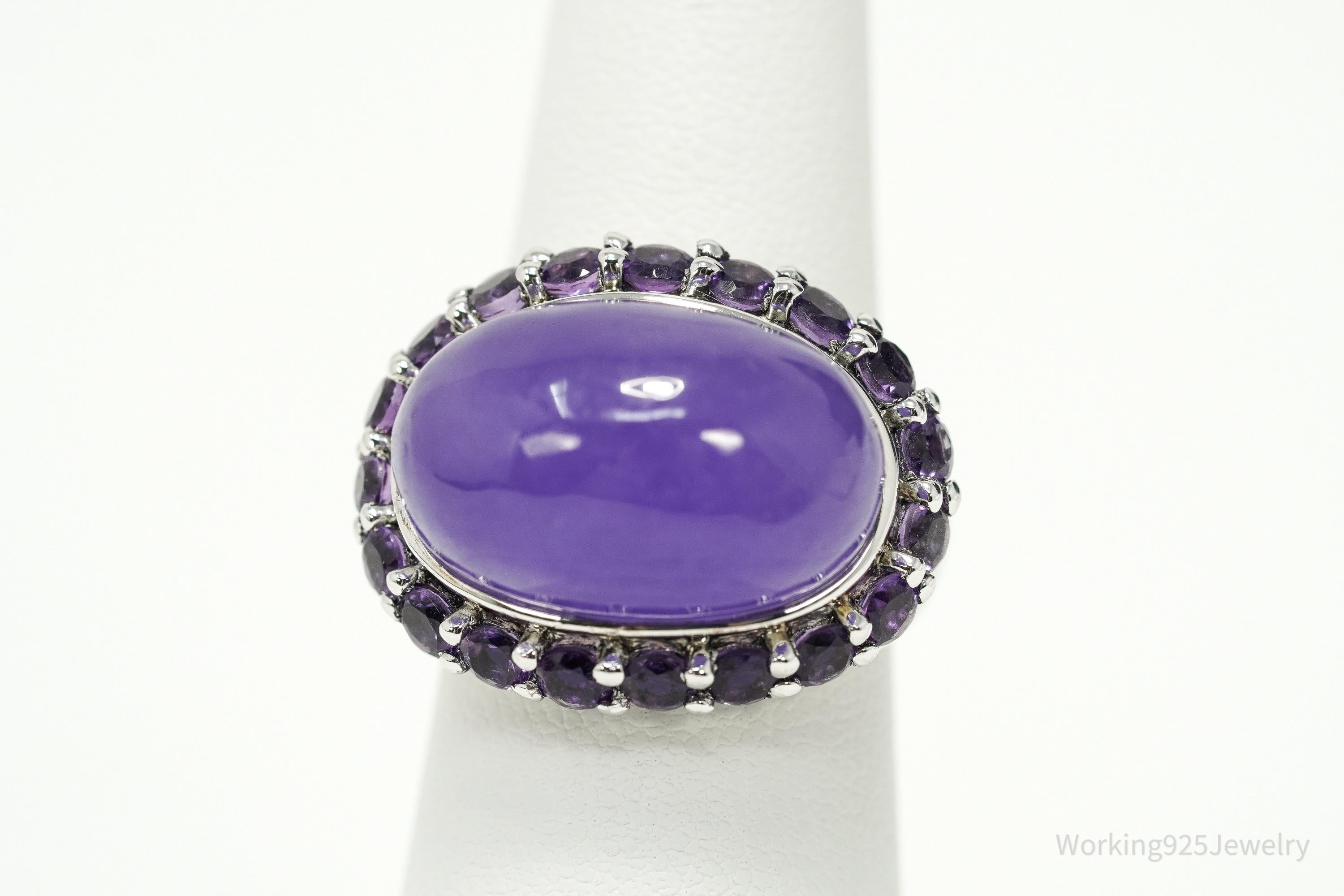 Vintage Purple Quartz & Amethyst Sterling Silver Ring – Size 6.75