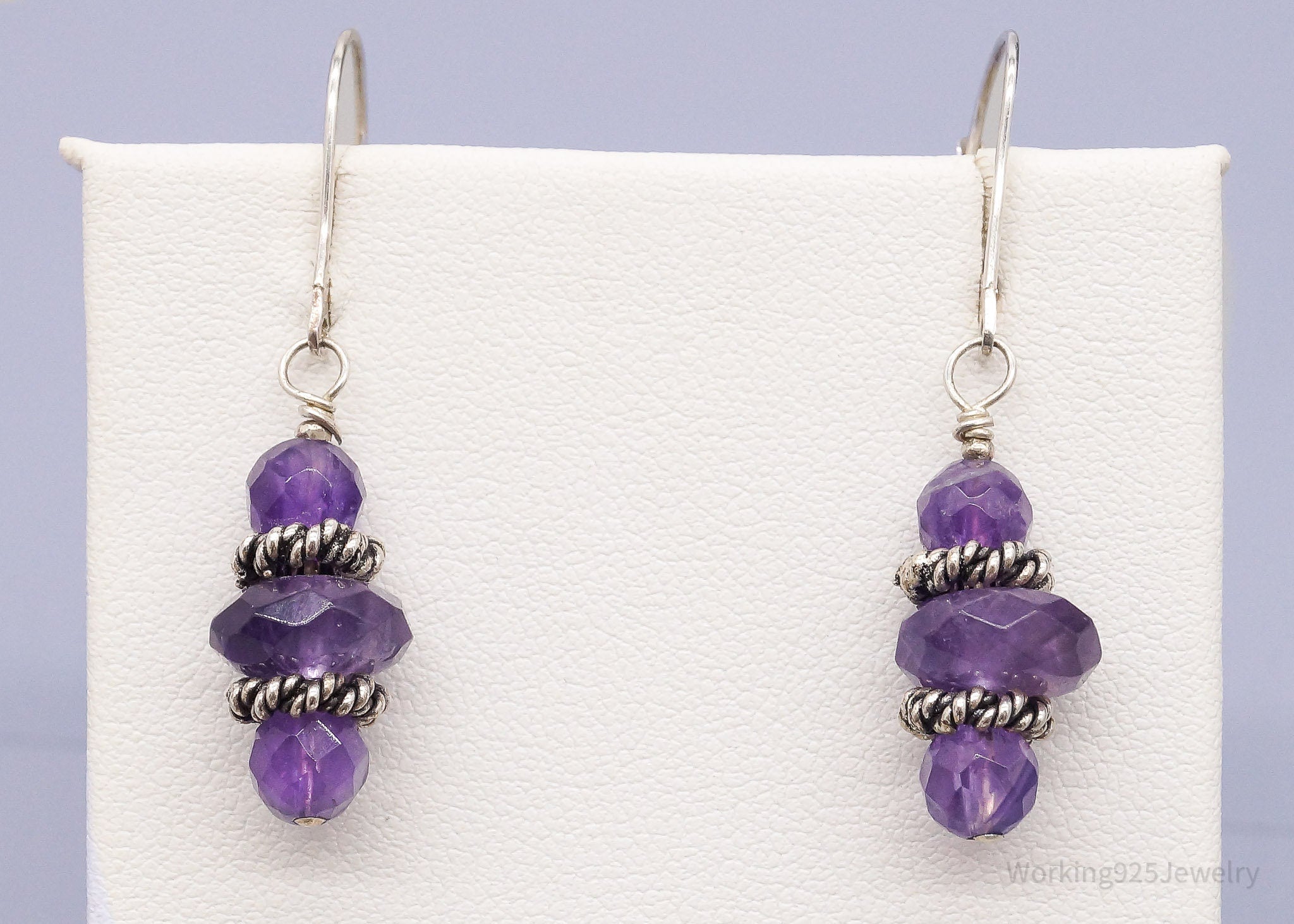 Vintage Amethyst Sterling Silver Dangle Earrings