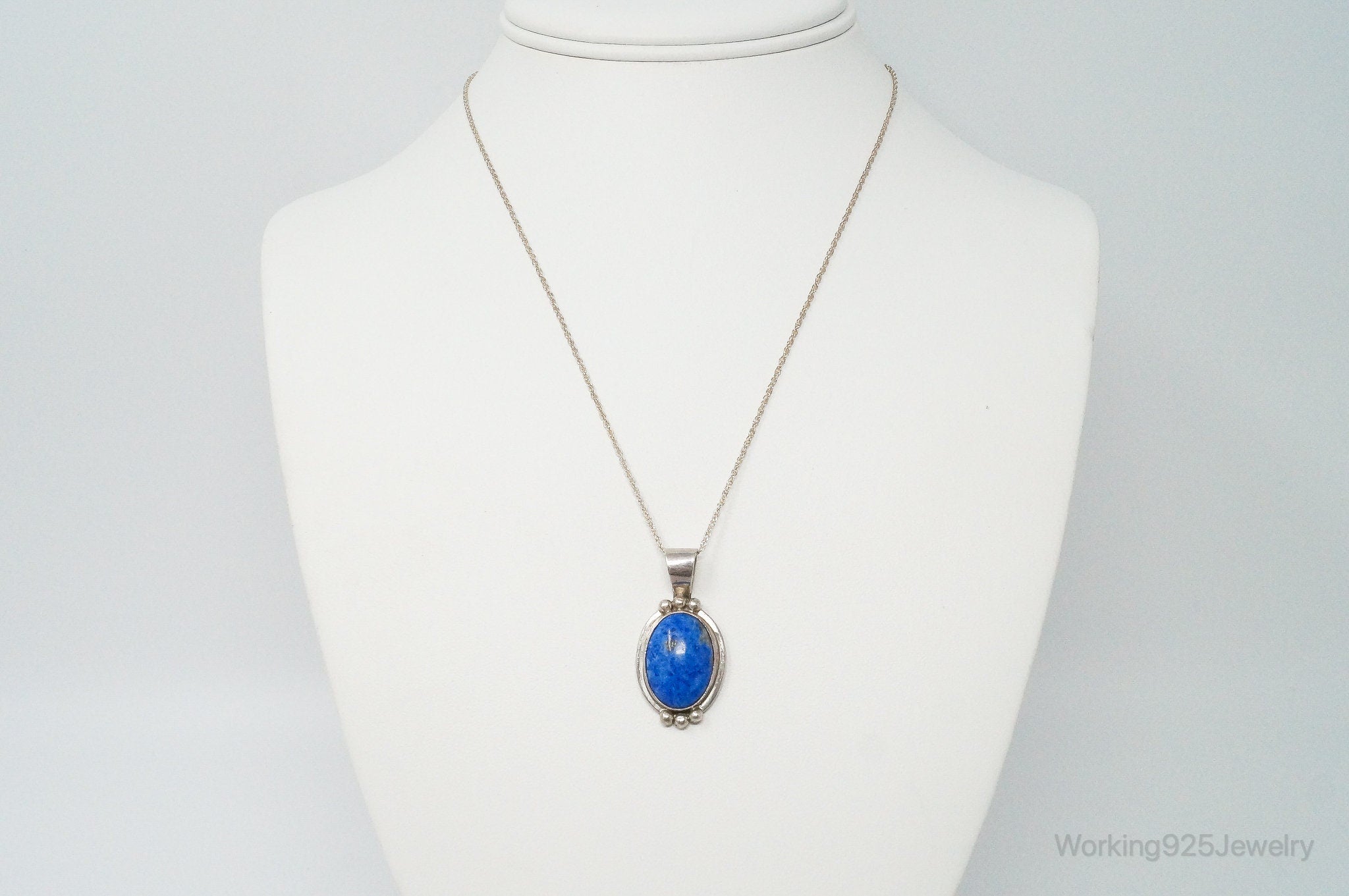 VTG Native American Jason Livingston Lapis Lazuli Sterling Silver Necklace