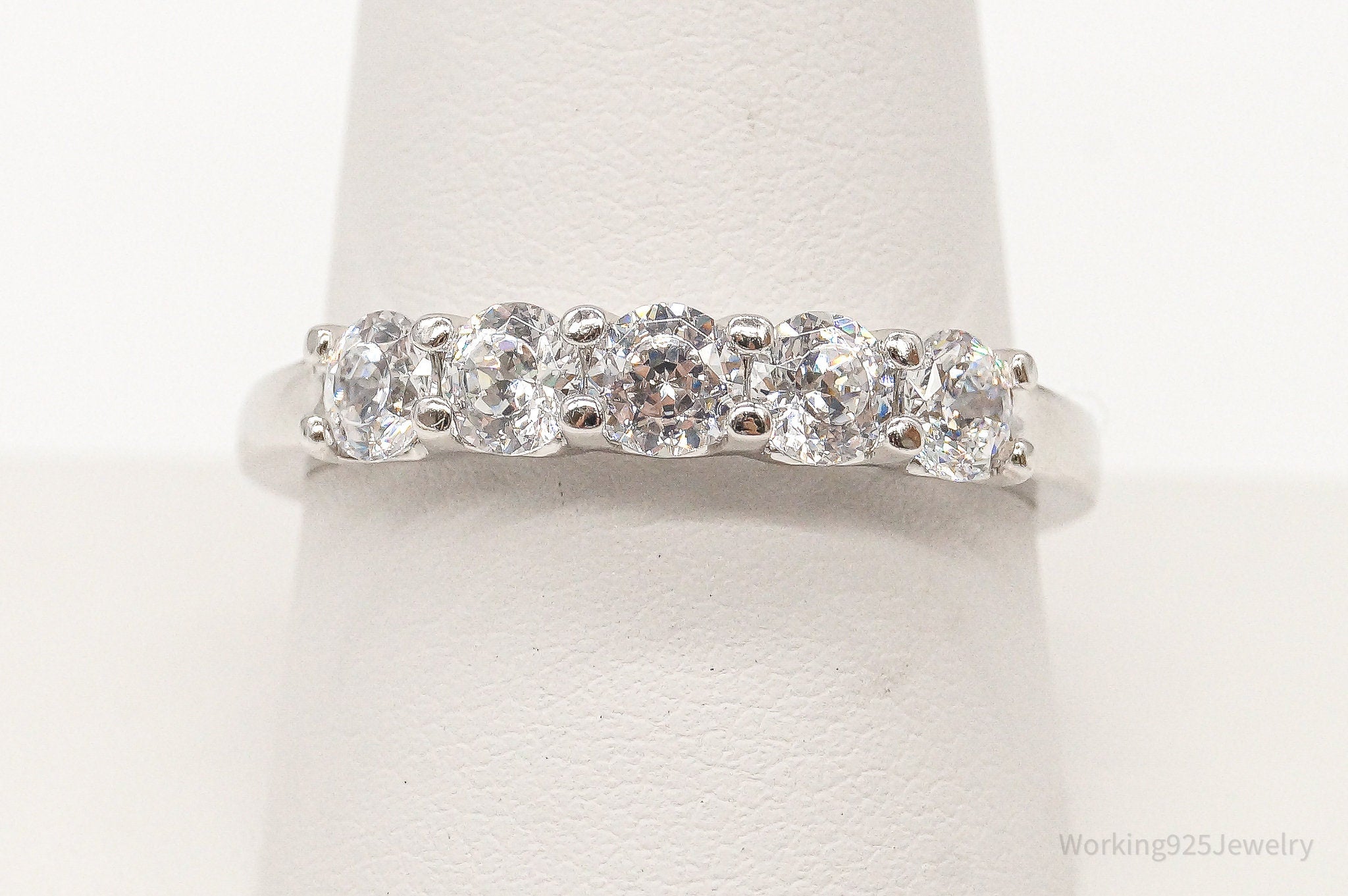 Designer Cubic Zirconia Sterling Silver Ring - Size 10