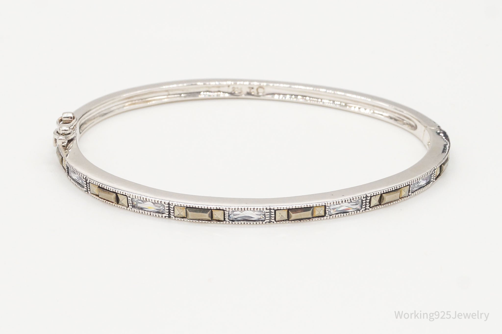 Vintage Judith Jack Cubic Zirconia Marcasite Sterling Silver Bracelet