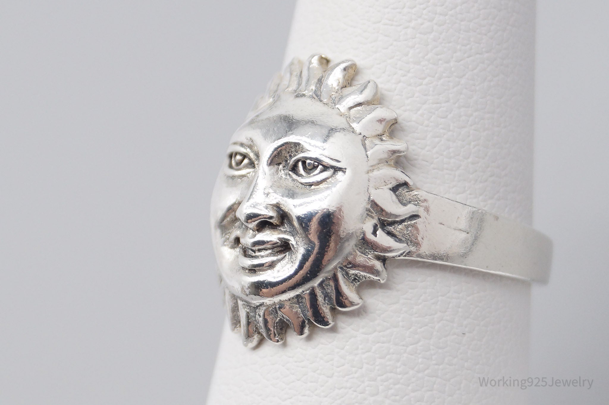 Vintage Sun Face Sterling Silver Ring - Size 7