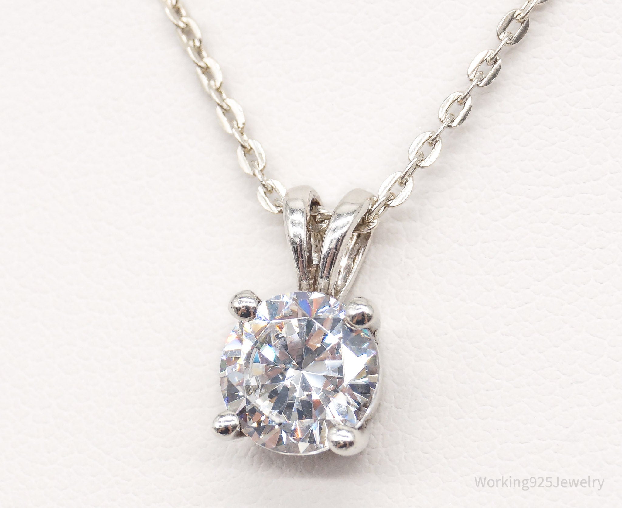 Vintage Large Cubic Zirconia DQCZ Sterling Silver Necklace