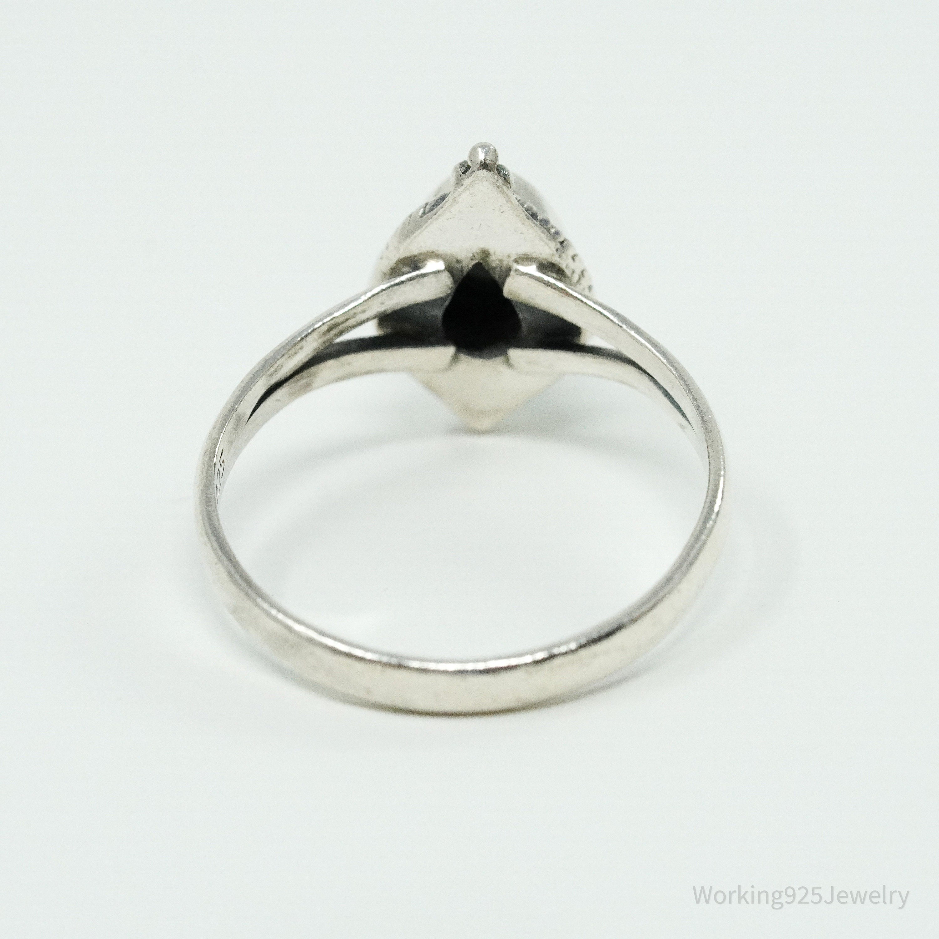 Vintage Black Onyx Sterling Silver Ring - Size 9.25