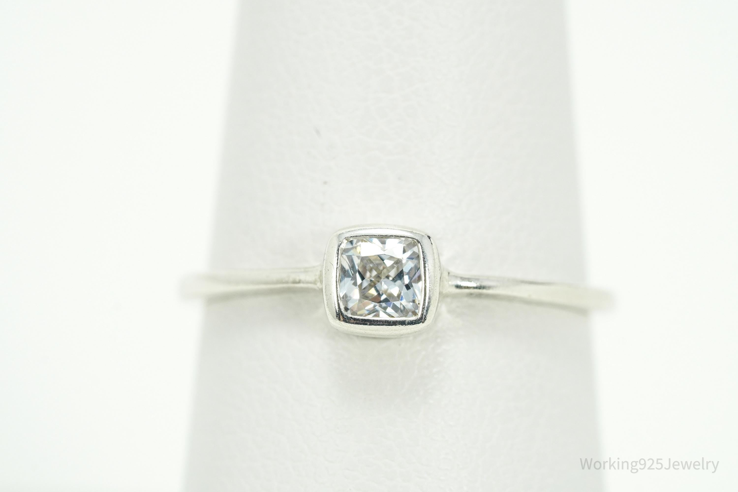 Vintage Cubic Zirconia Sterling Silver Ring - Size 7.25