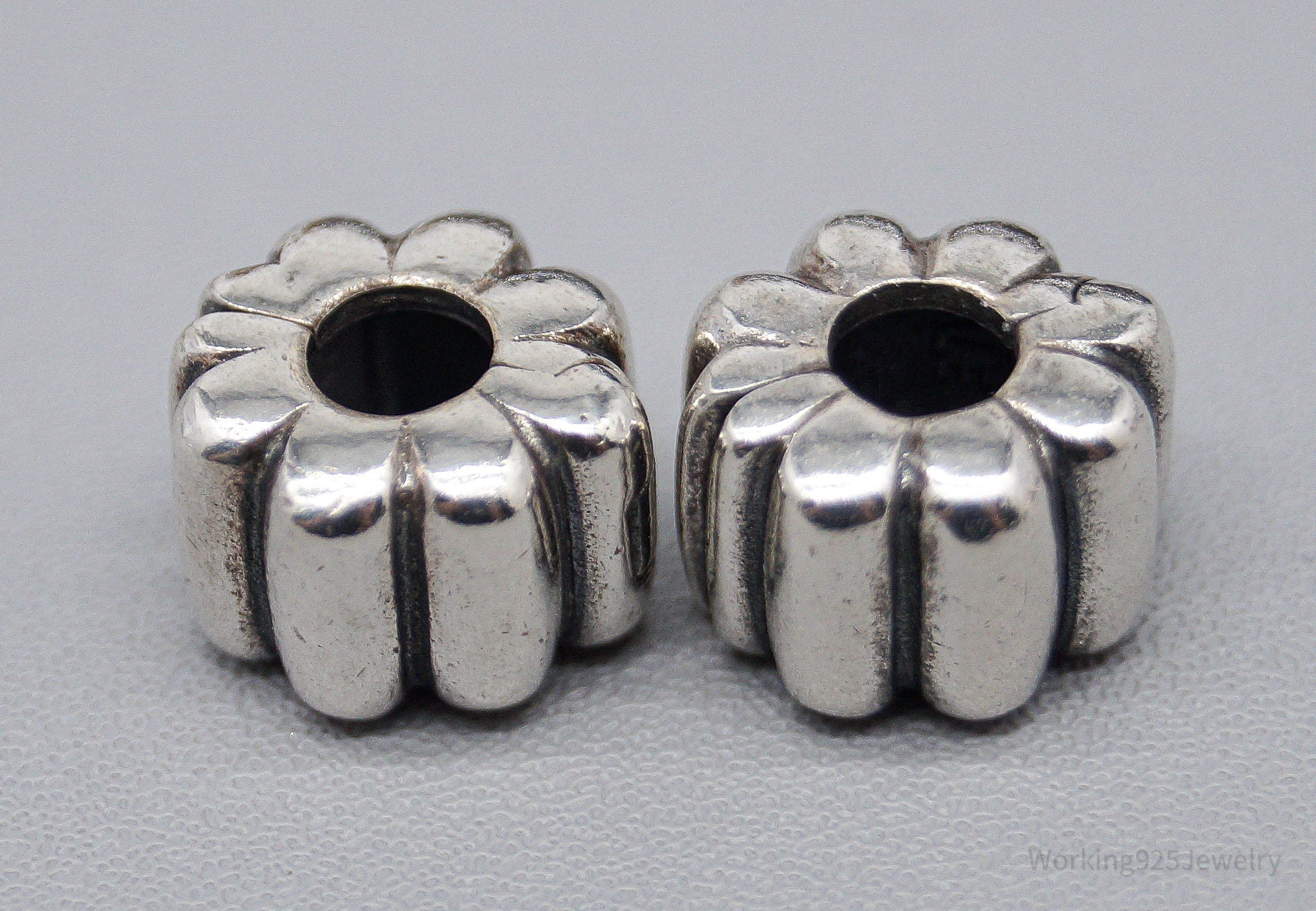 Retired Authentic Designer Pandora ALE Shrimp Clip Charm Sterling Silver Set