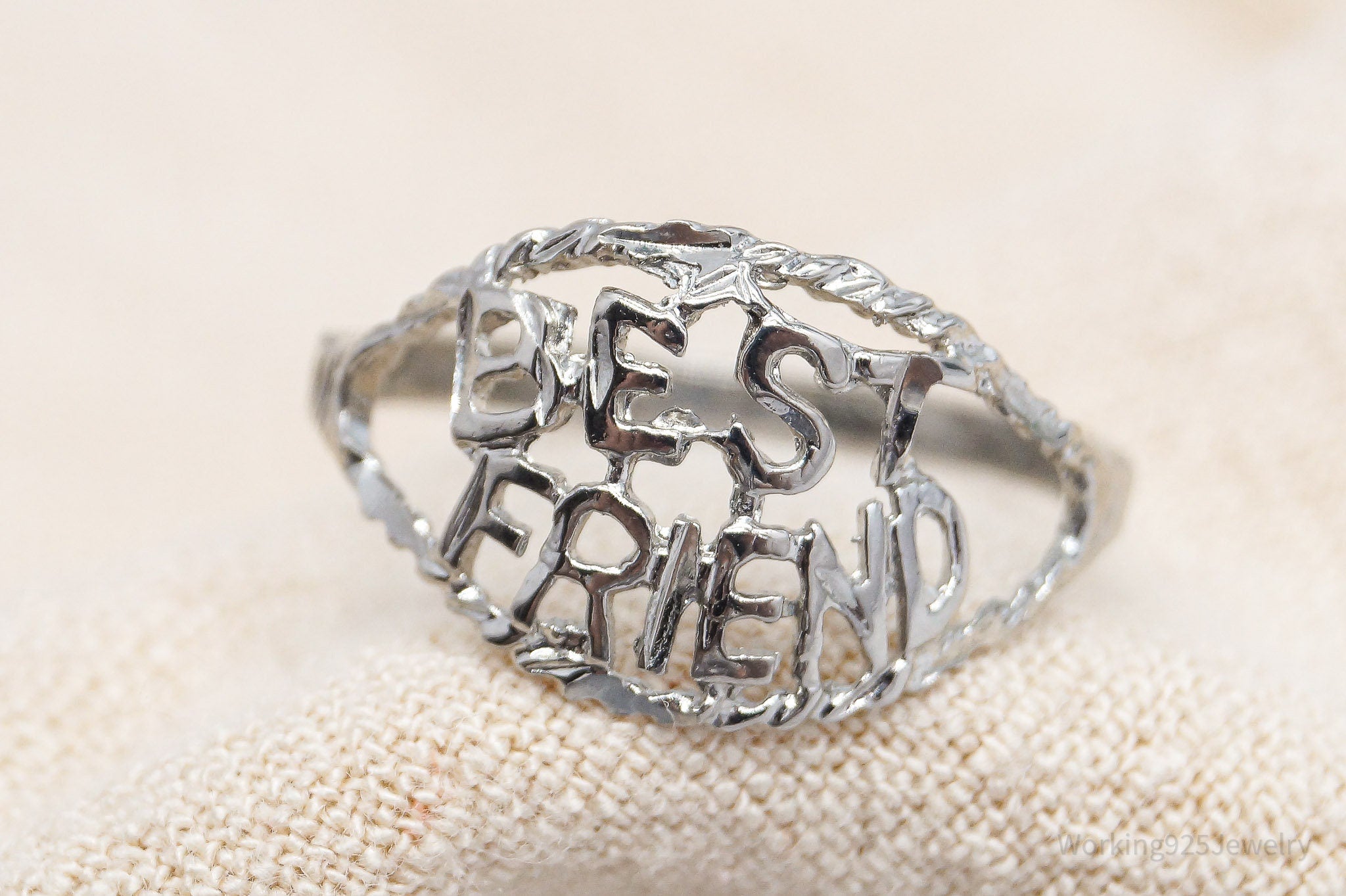 Vintage "Best Friends" Sterling Silver Ring - Size 8.25