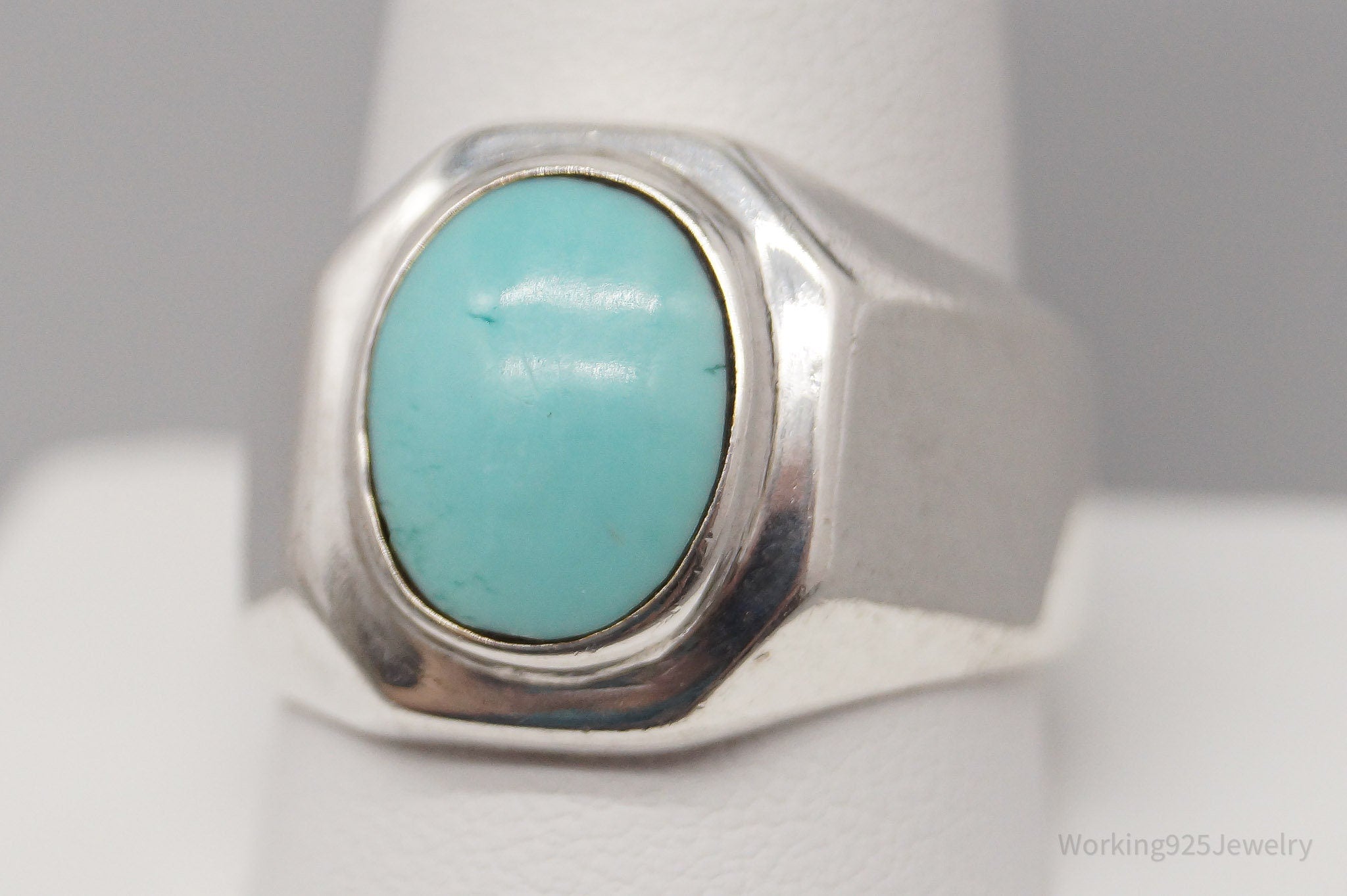 Vintage Mexico Turquoise Sterling Silver Ring - Size 11.25