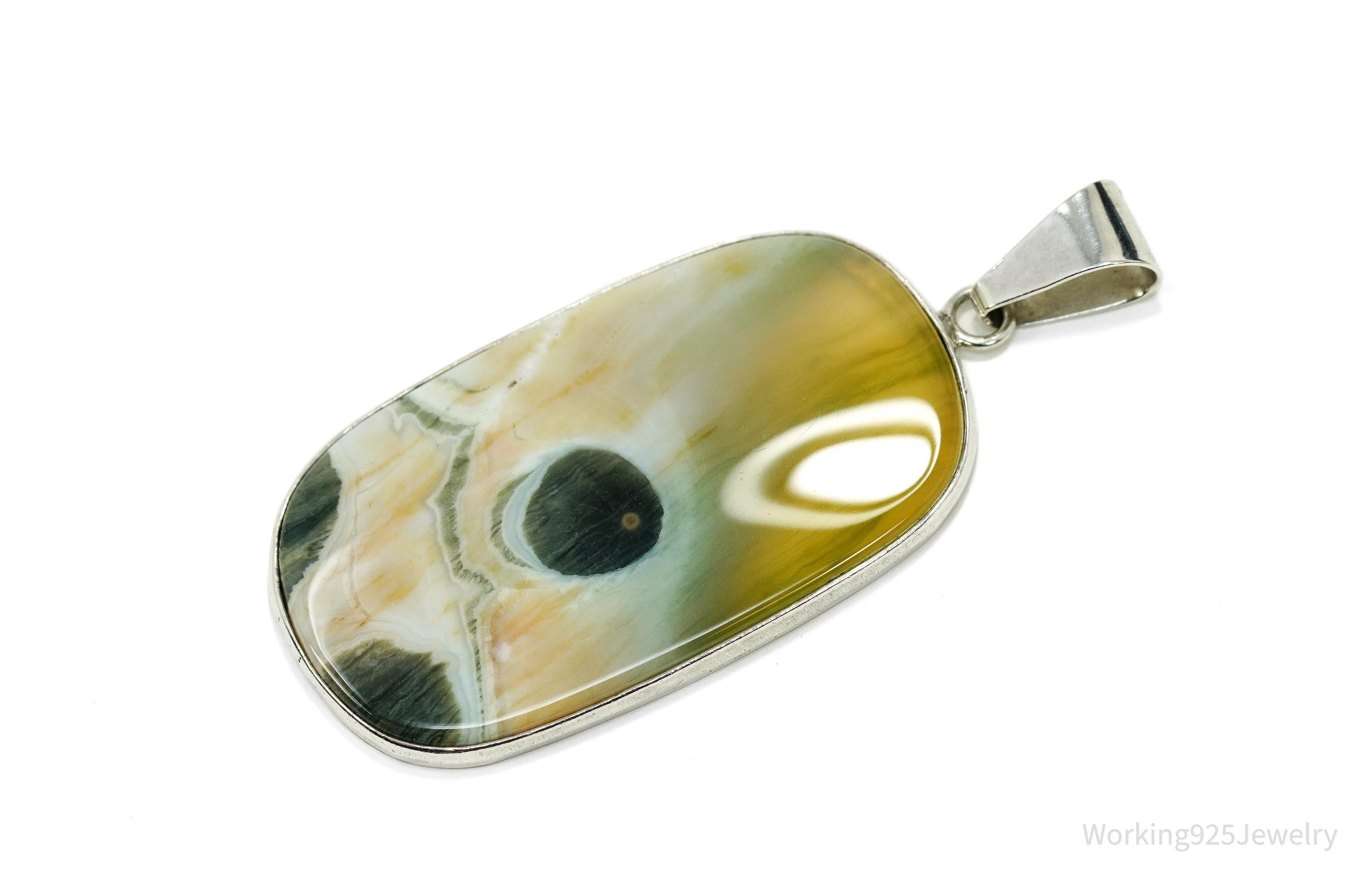 Large Vintage D. Robert Smith Jasper Sterling Silver Pendant