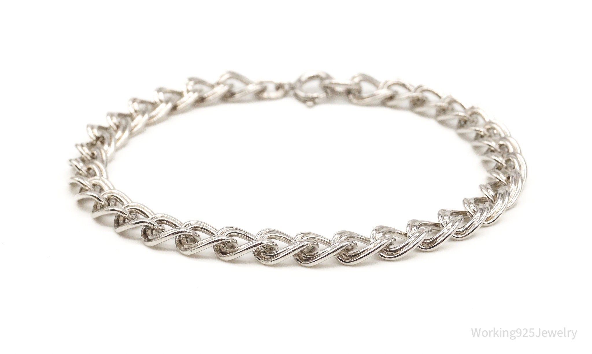 Antique JB Sterling Silver Chainlink Bracelet | Working 925 Jewelry