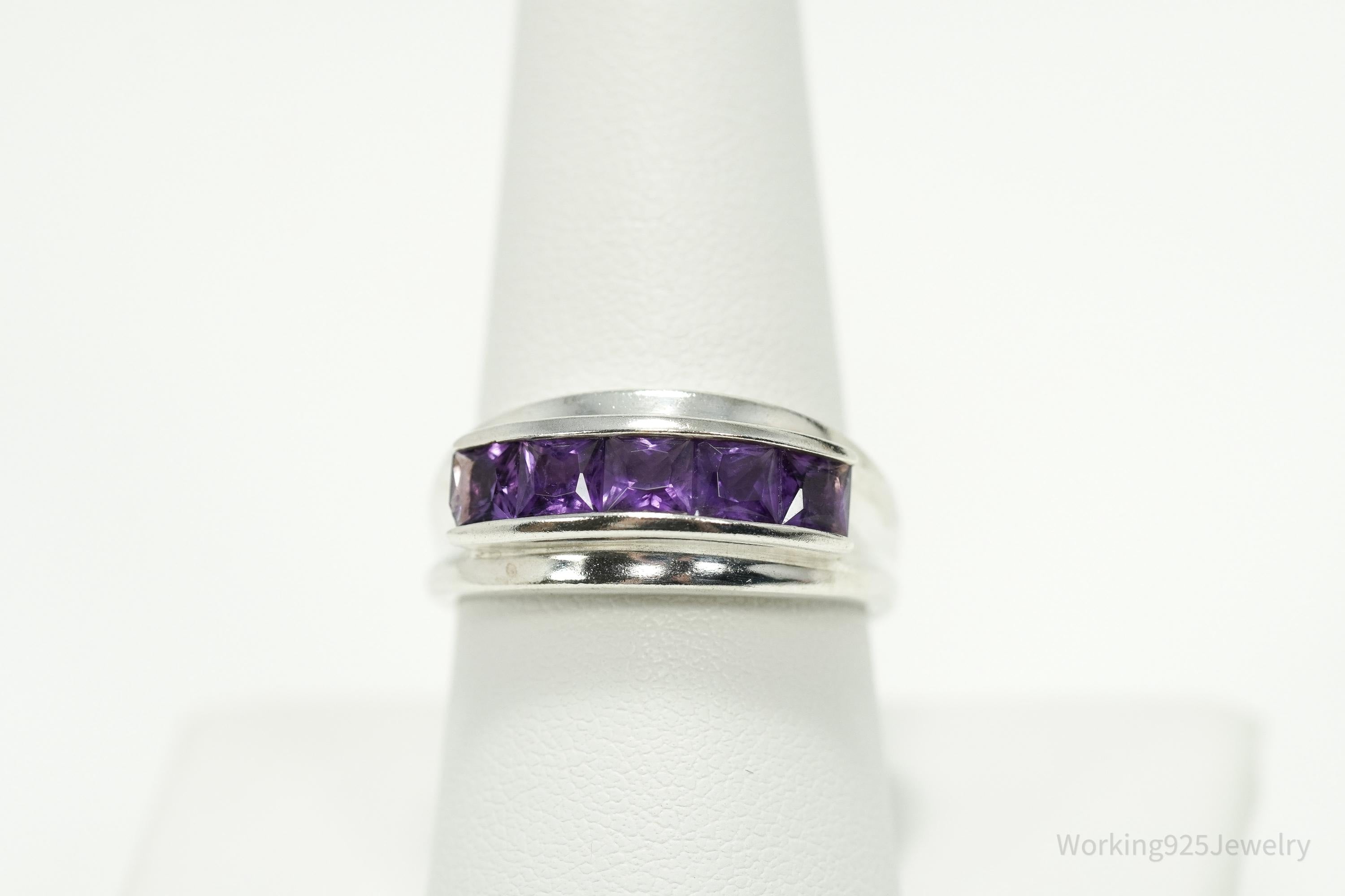 Vintage Amethyst Sterling Silver Ring - Size 9