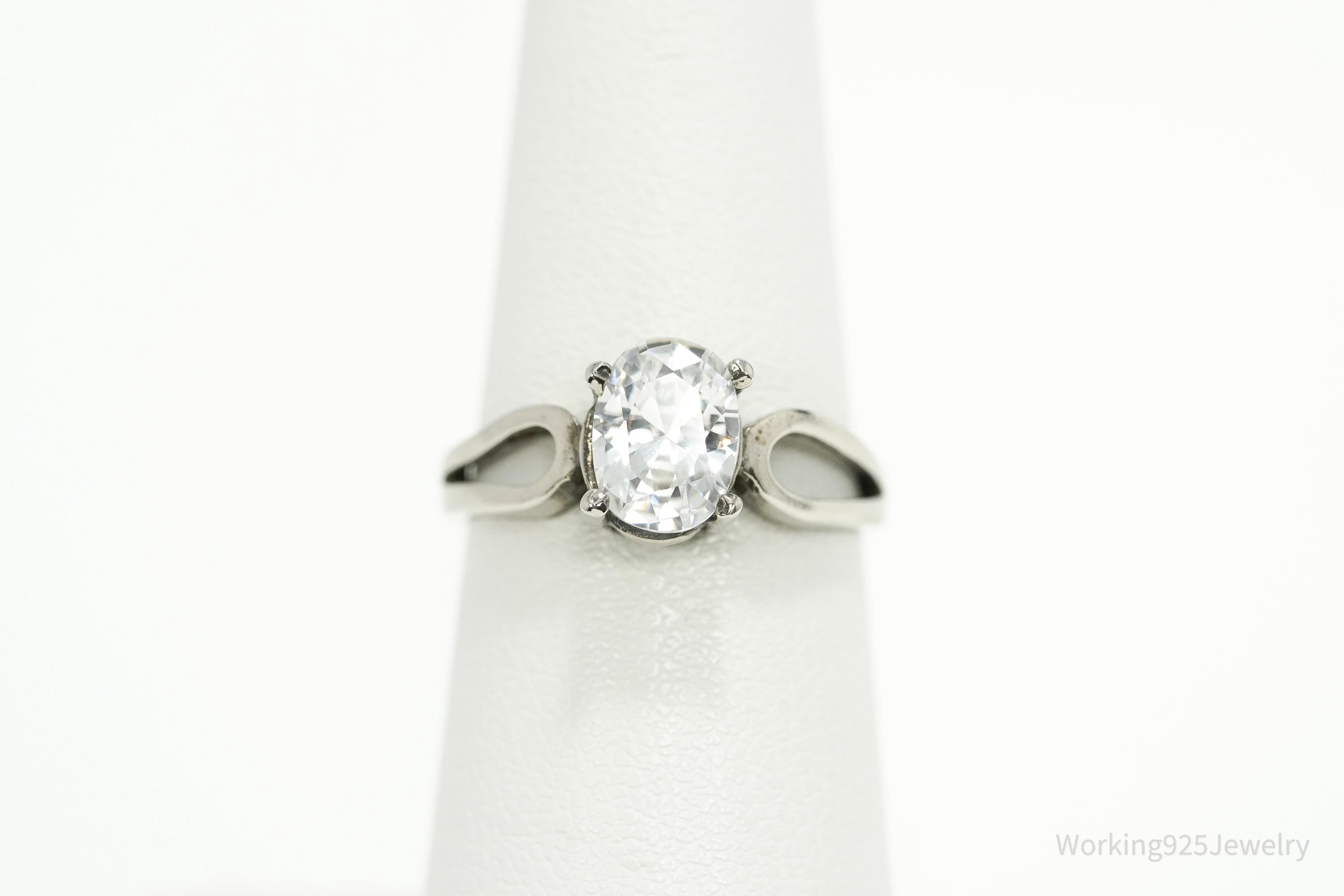 Vintage Cubic Zirconia Sterling Silver Ring - Size 5.75