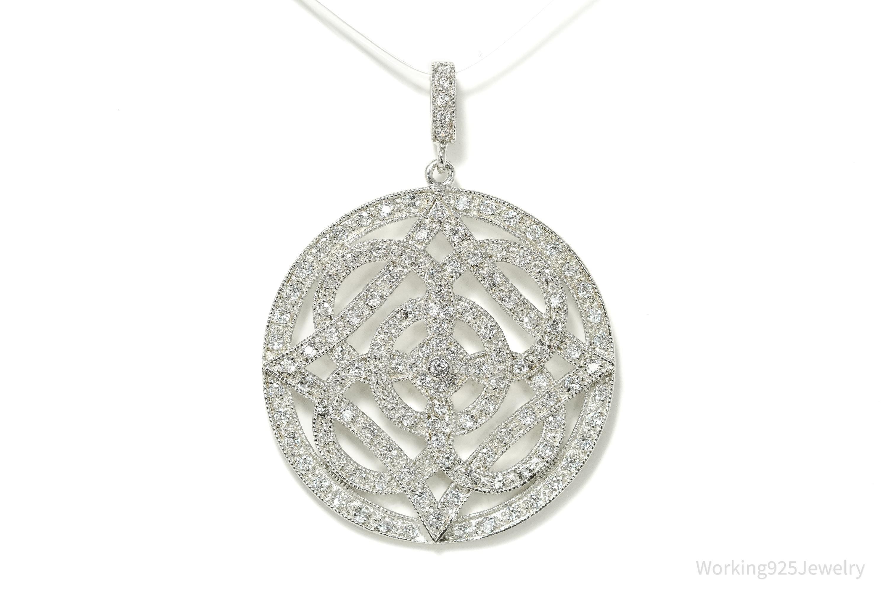 Vintage Joseph Esposito Art Deco Style Cubic Zirconia Sterling Silver Pendant