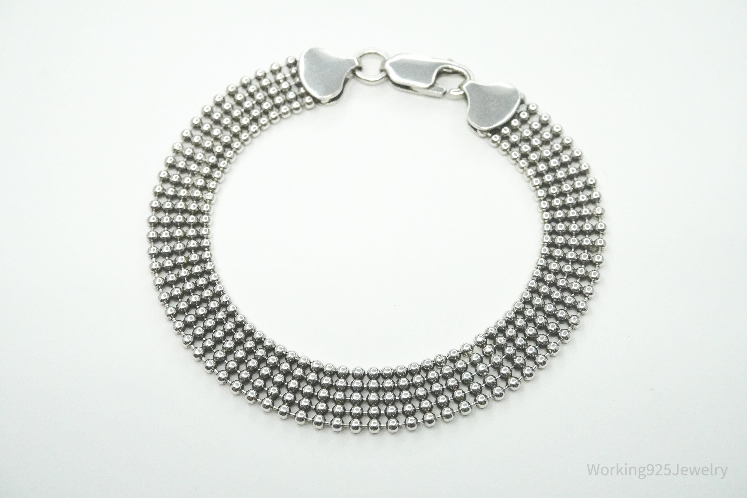 Vintage Italian Mesh Style Sterling Silver Bracelet 7.25"