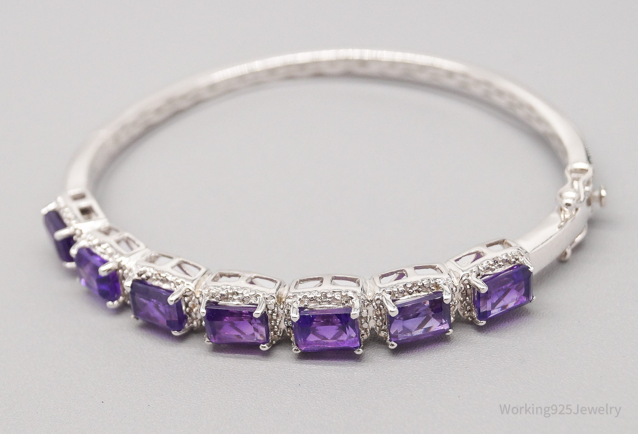 JTV TGGC Purple Amethyst & White Topaz Sterling Silver Bracelet - 6 7/8"