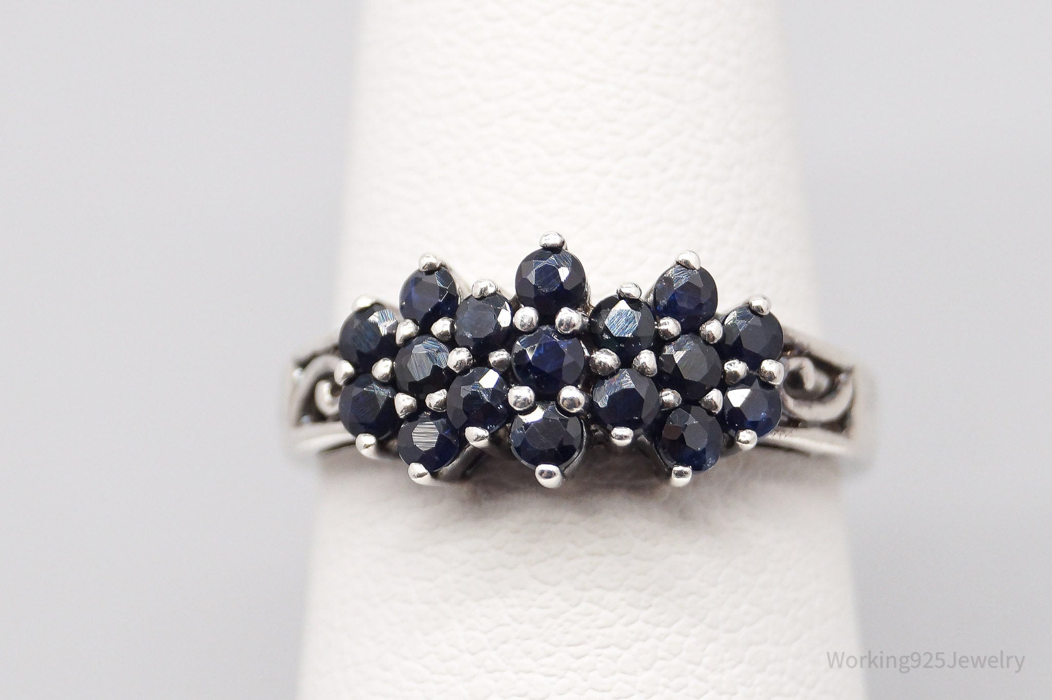 Vintage CNA Blue Sapphire Sterling Silver Ring - Size 6.75