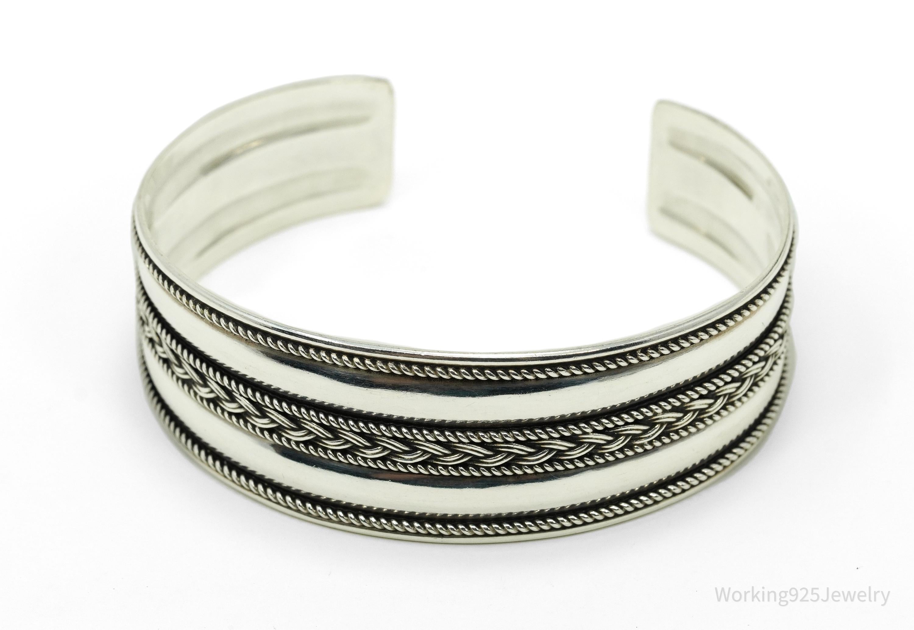 Vintage Designer BA Suarti Sterling Silver Cuff Bracelet 7.25"