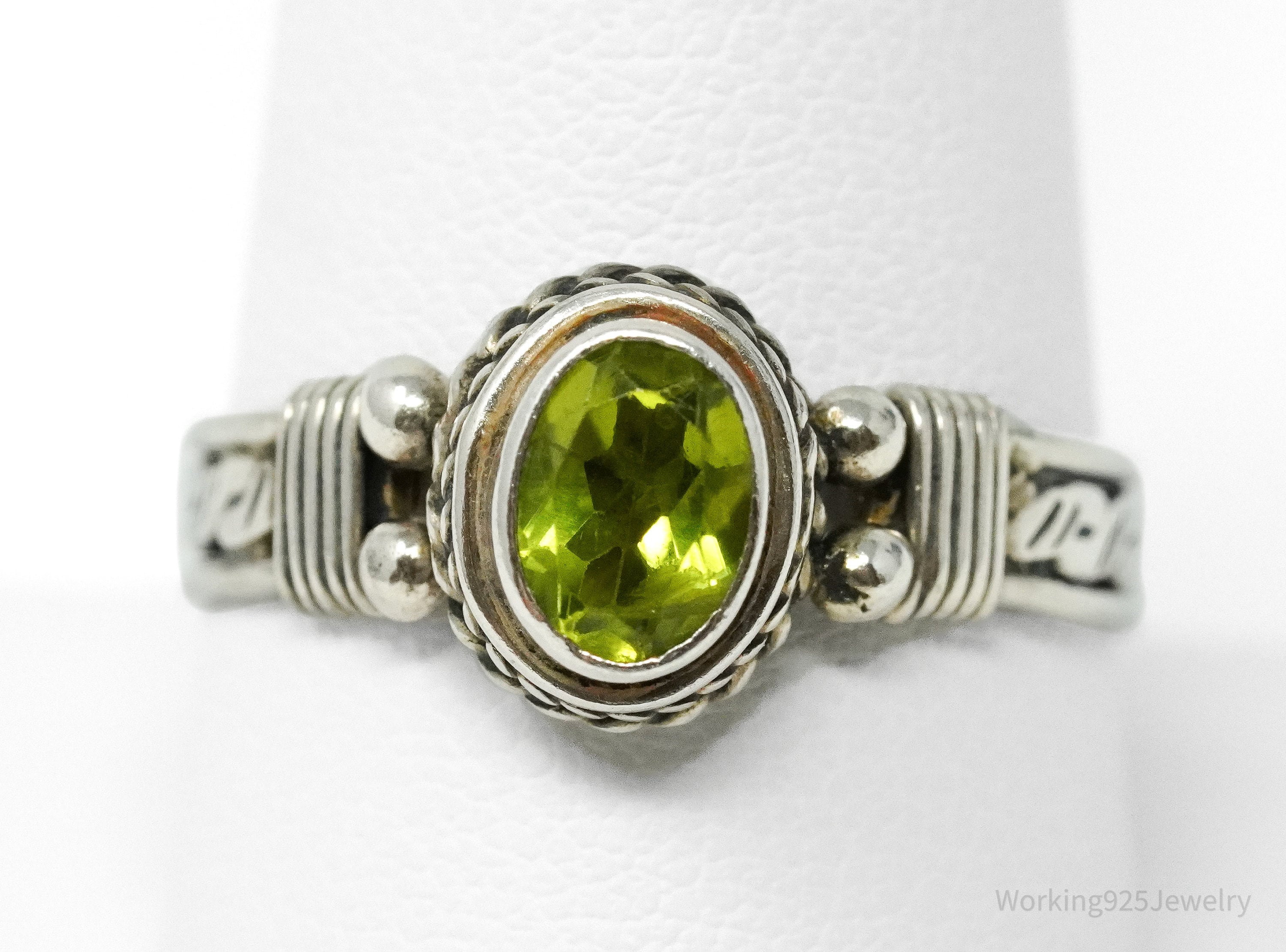 Vintage Peridot Sterling Silver Ring - Size 9.25