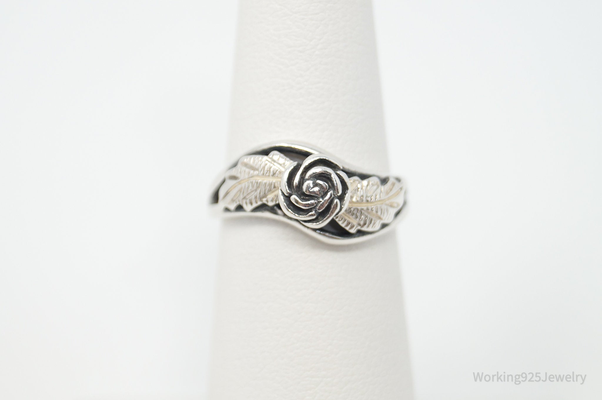 Vtg Wheeler Manufacturing Co 10K Gold Rose Sterling Silver Ring - Size 5