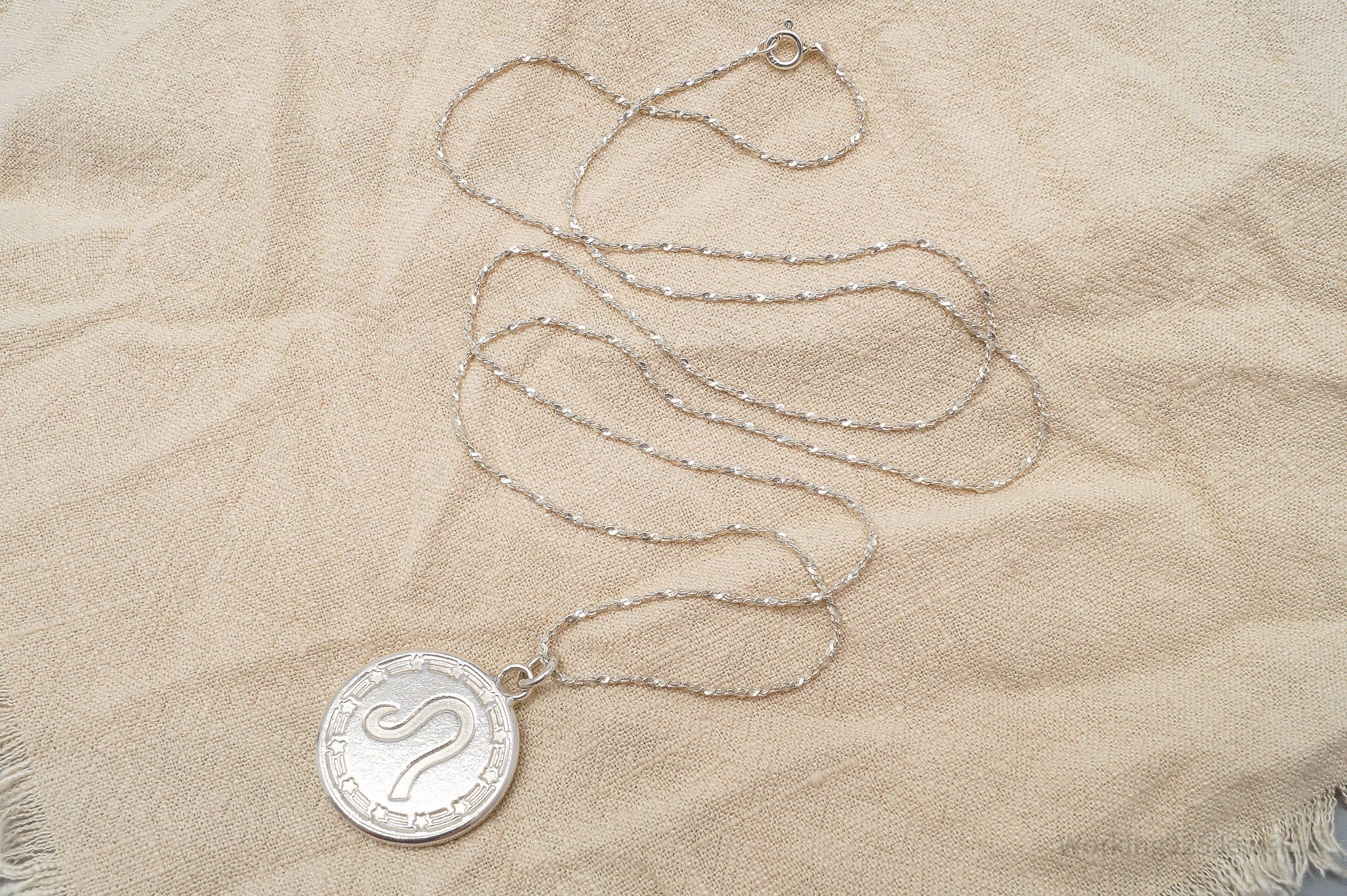 Vintage Leo Sign .999 Fine Silver Pendant Sterling Silver Chain Necklace 30"