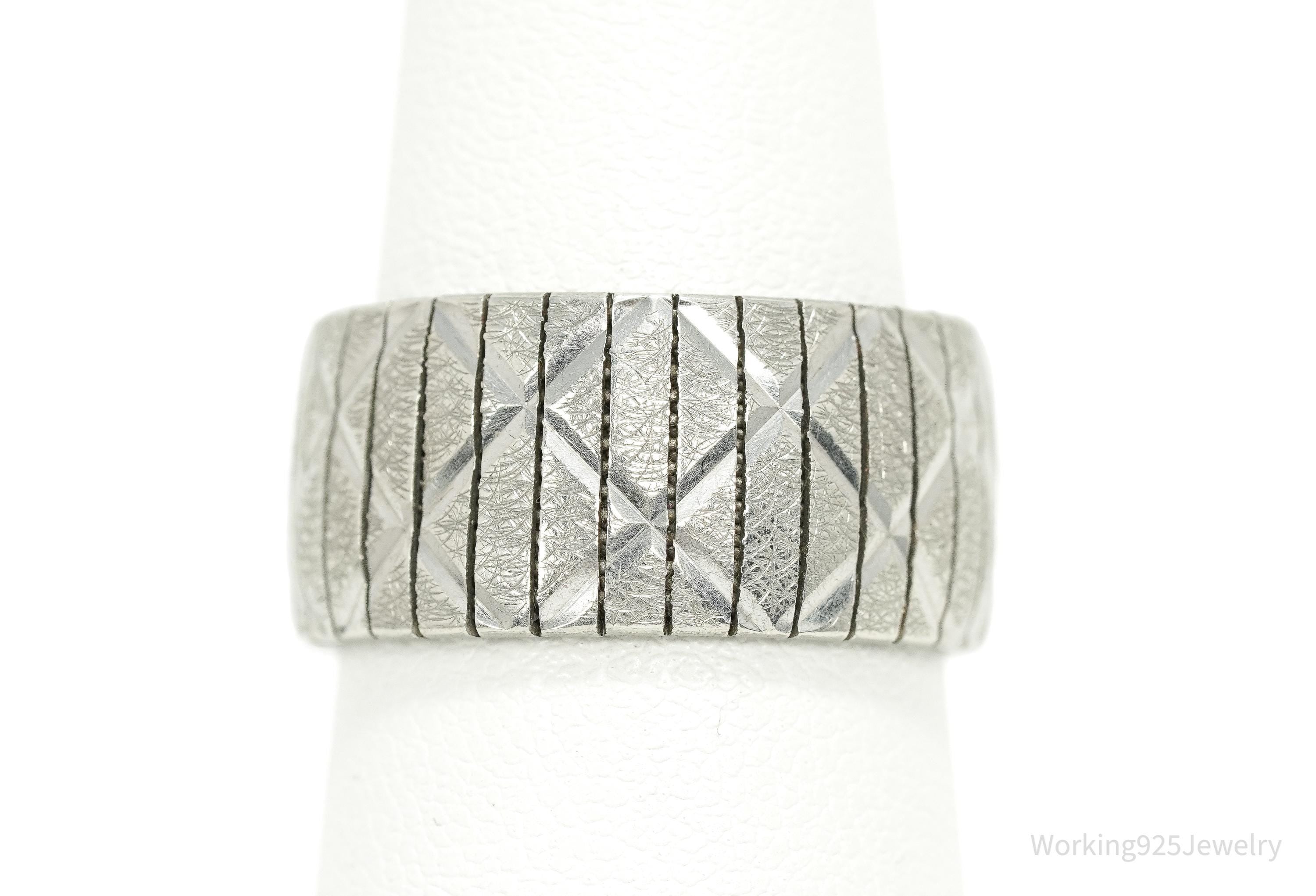 Vintage Italian REEB Sterling Silver Band Ring - Size 8.75