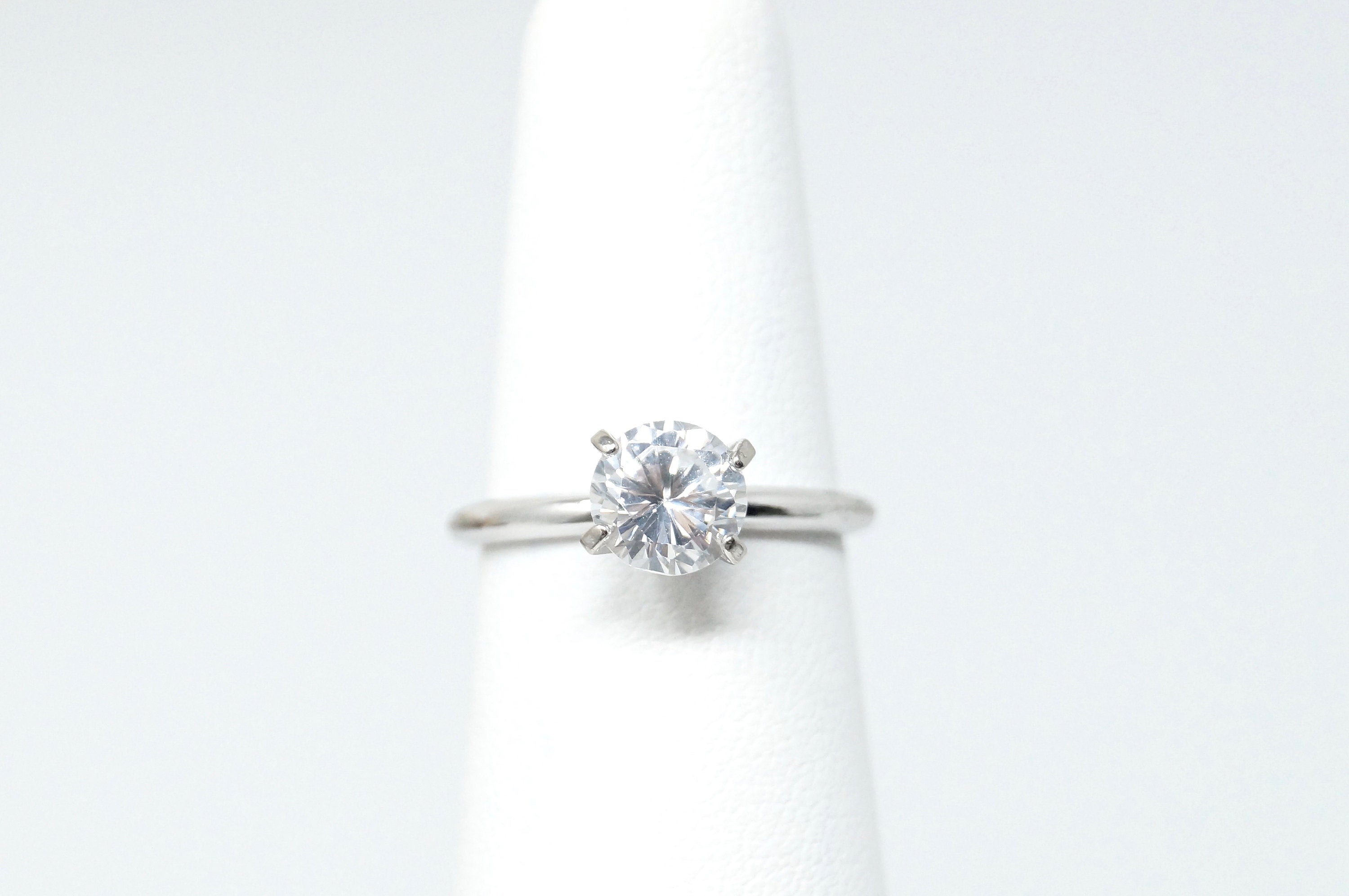 Vintage Large Cubic Zirconia Sweetheart Statement Ring Sterling Silver Size 5