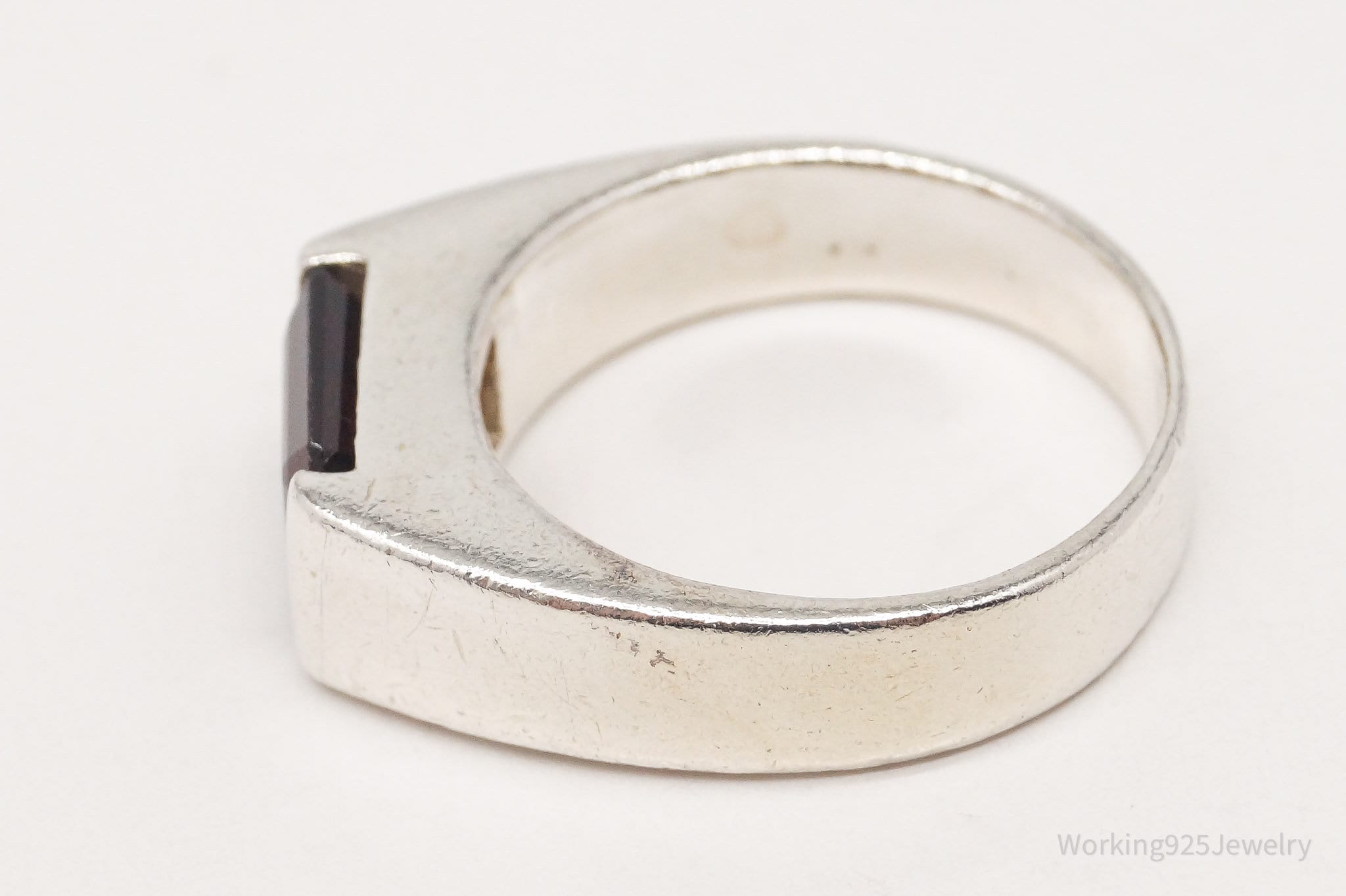 Vintage Garnet Sterling Silver Ring - SZ 8