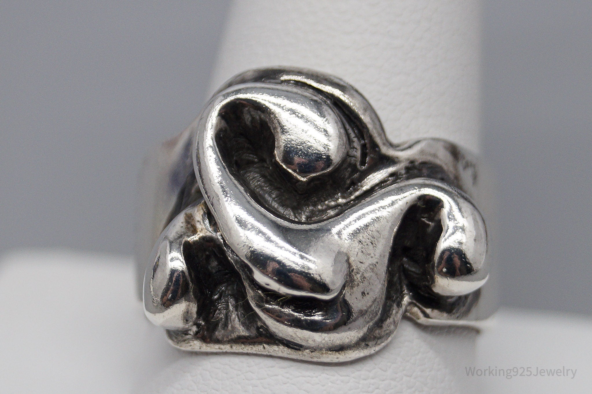 Vintage Brutalist Style Silver Ring - Size 11.75